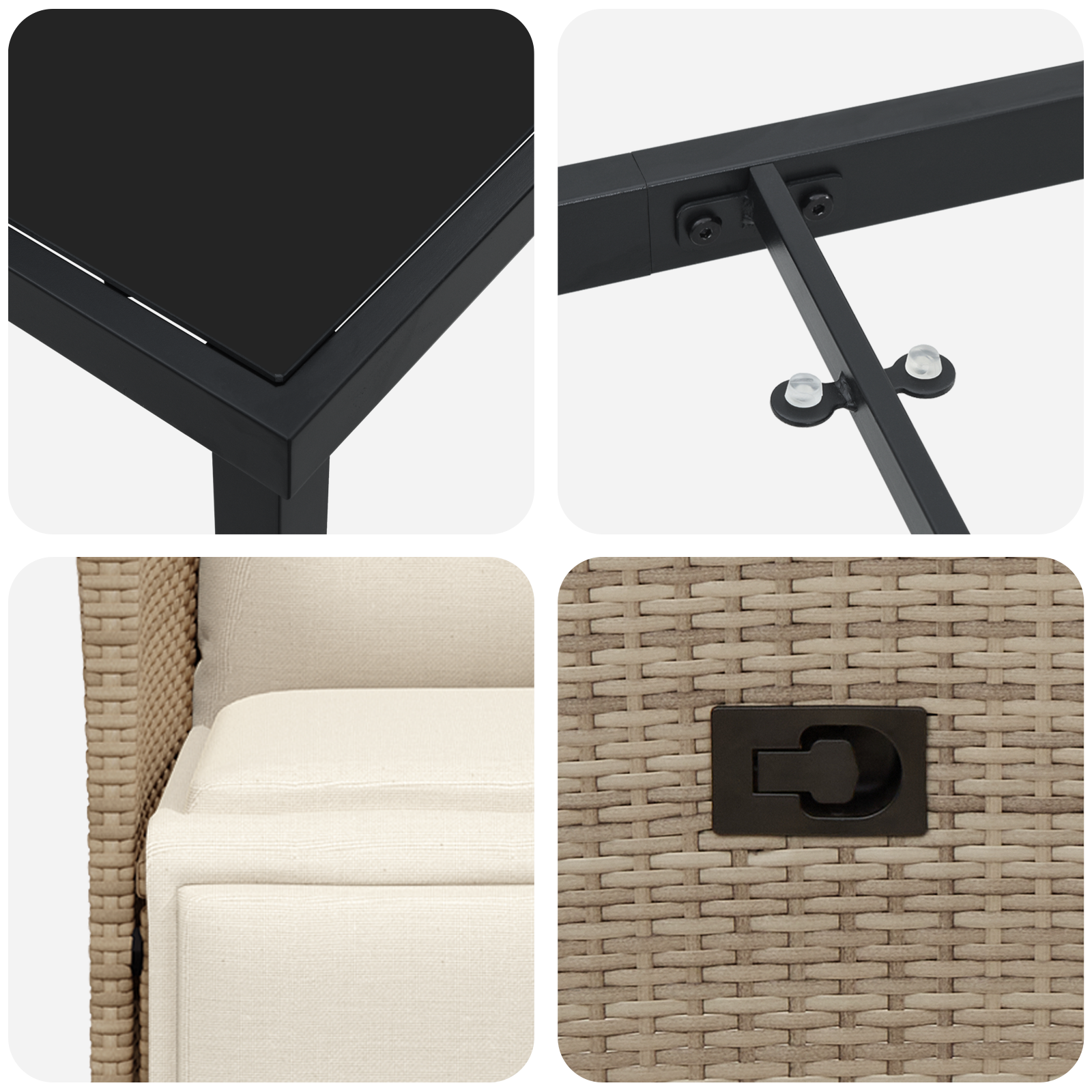 Set de dining de grădină de 7 piese cu perne Bej Poli Rattan GartenMobel Dekor