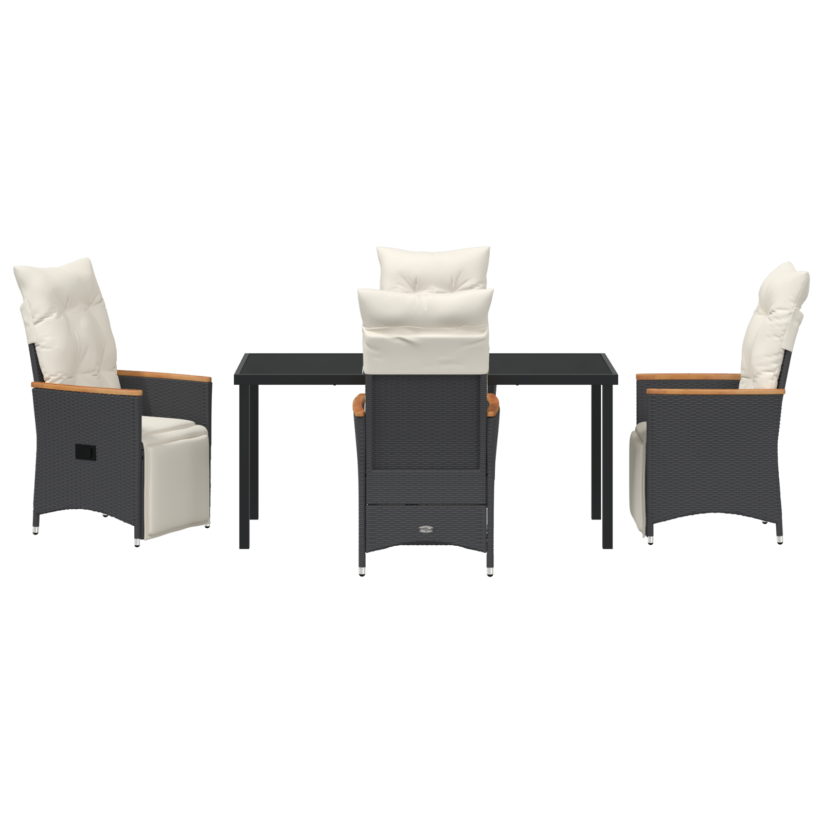 Set de dining pentru grădină cu 5 piese cu perne, poliratan negru GartenMobel Dekor