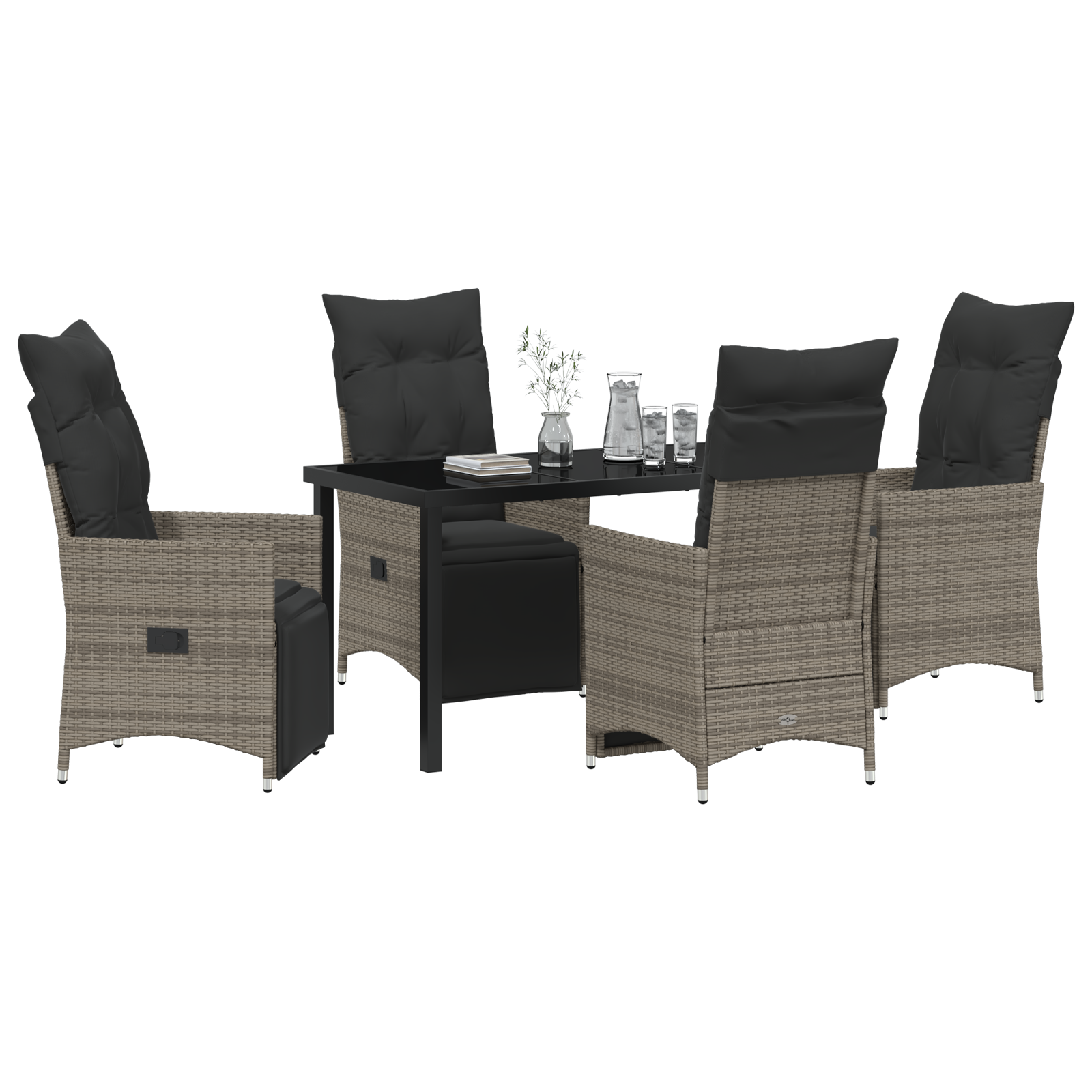 Set de dining pentru grădină cu perne Gri Rattan sintetic GartenMobel Dekor