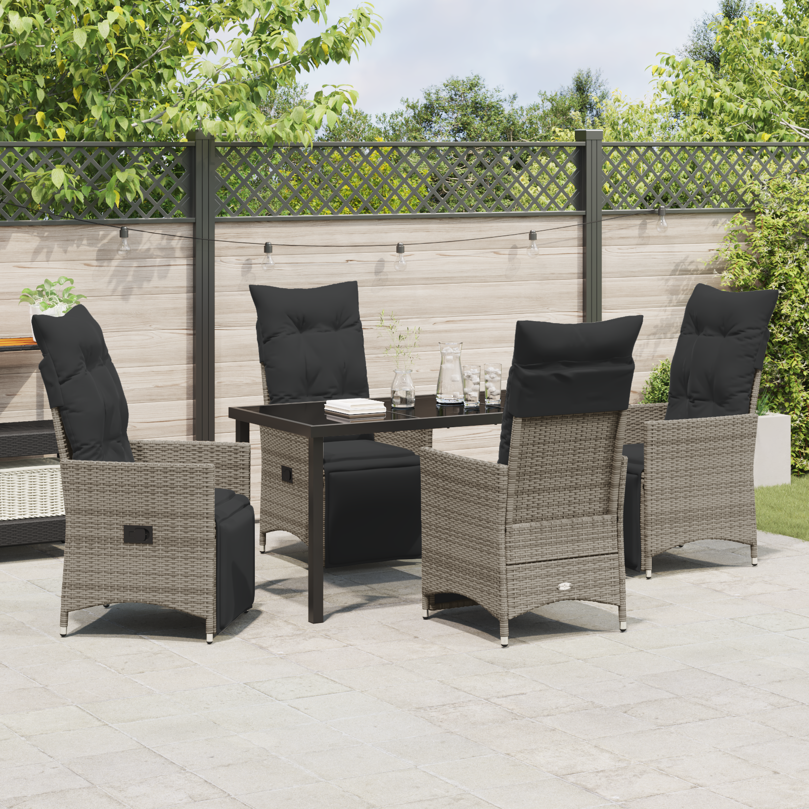 Set de dining pentru grădină cu perne Gri Rattan sintetic GartenMobel Dekor