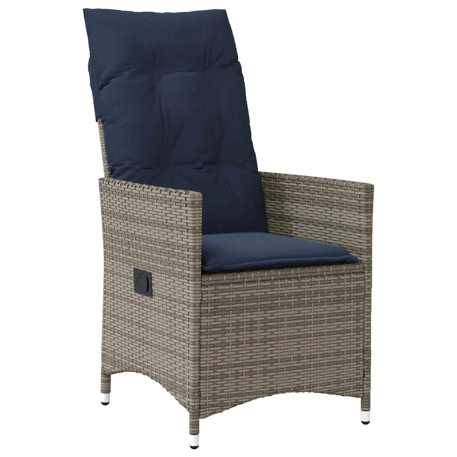 Set grădină  7 piese cu perne din ratan gri, Masă grădină  neagră 160x80x73 cm din sticlă securizată GartenMobel Dekor