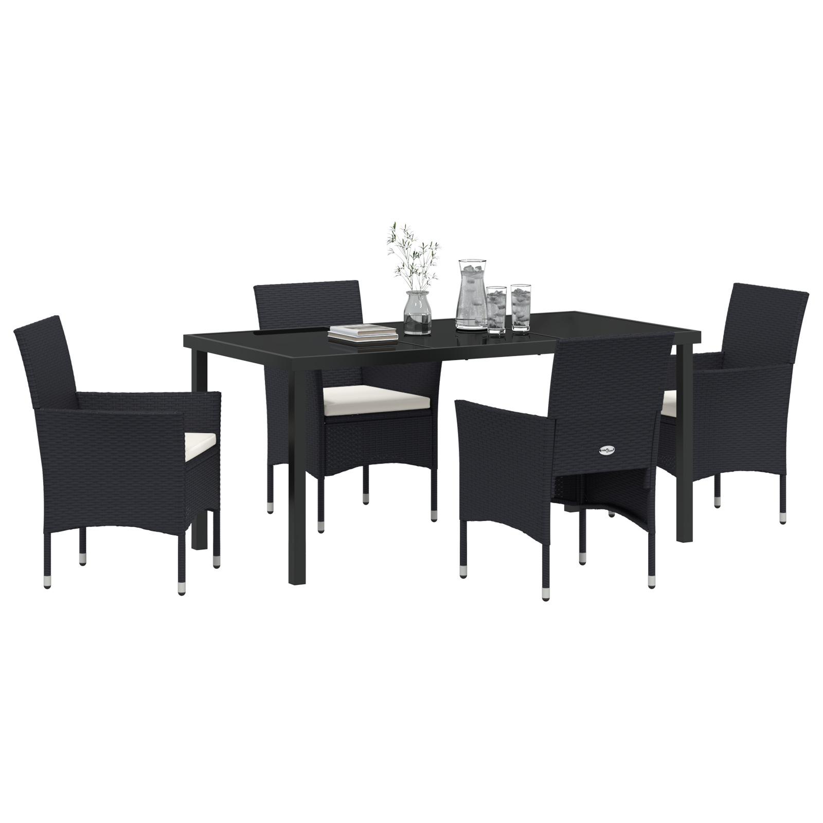 Set 5 Piese Dining Grădină Negru Poliratan GartenMobel Dekor