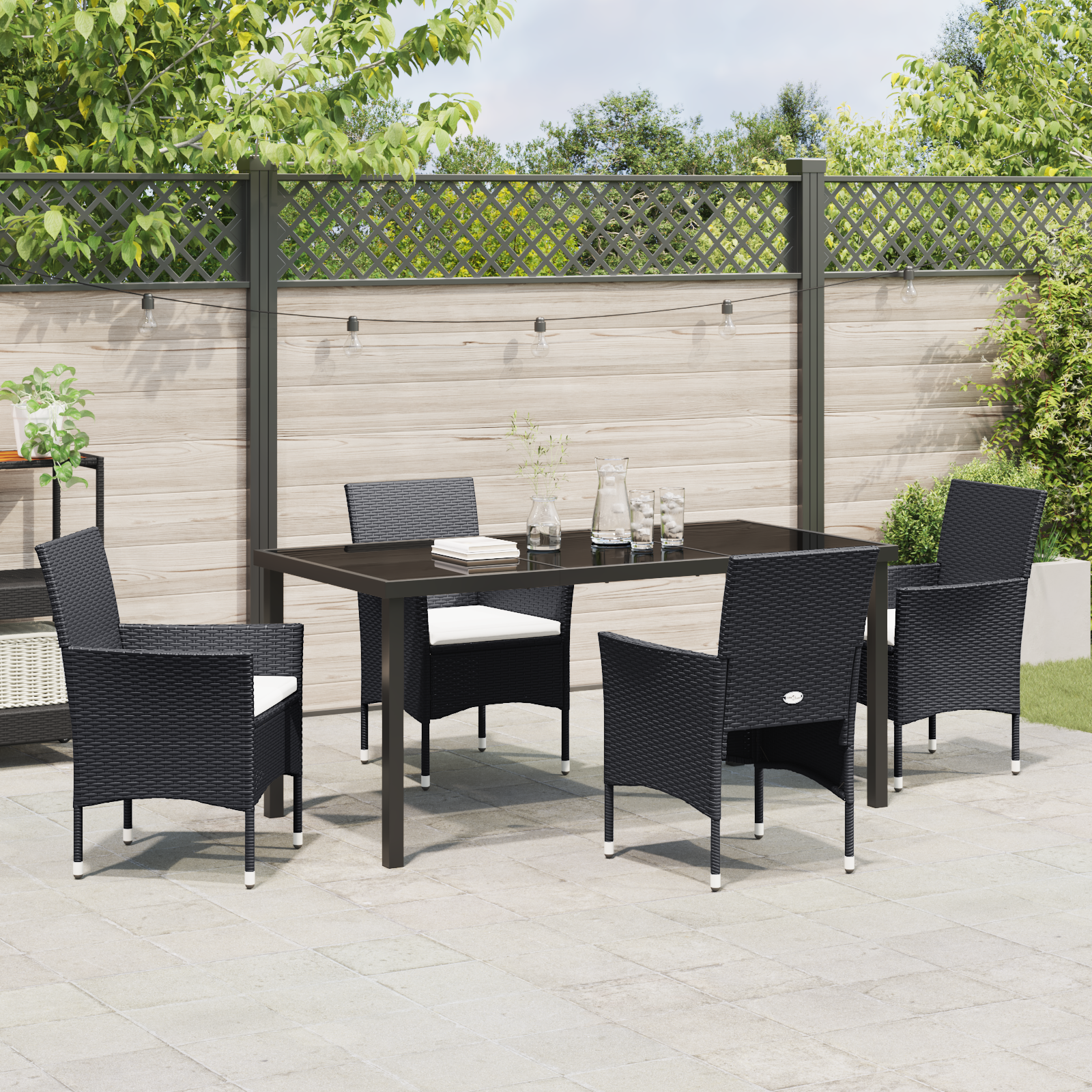Set 5 Piese Dining Grădină Negru Poliratan GartenMobel Dekor