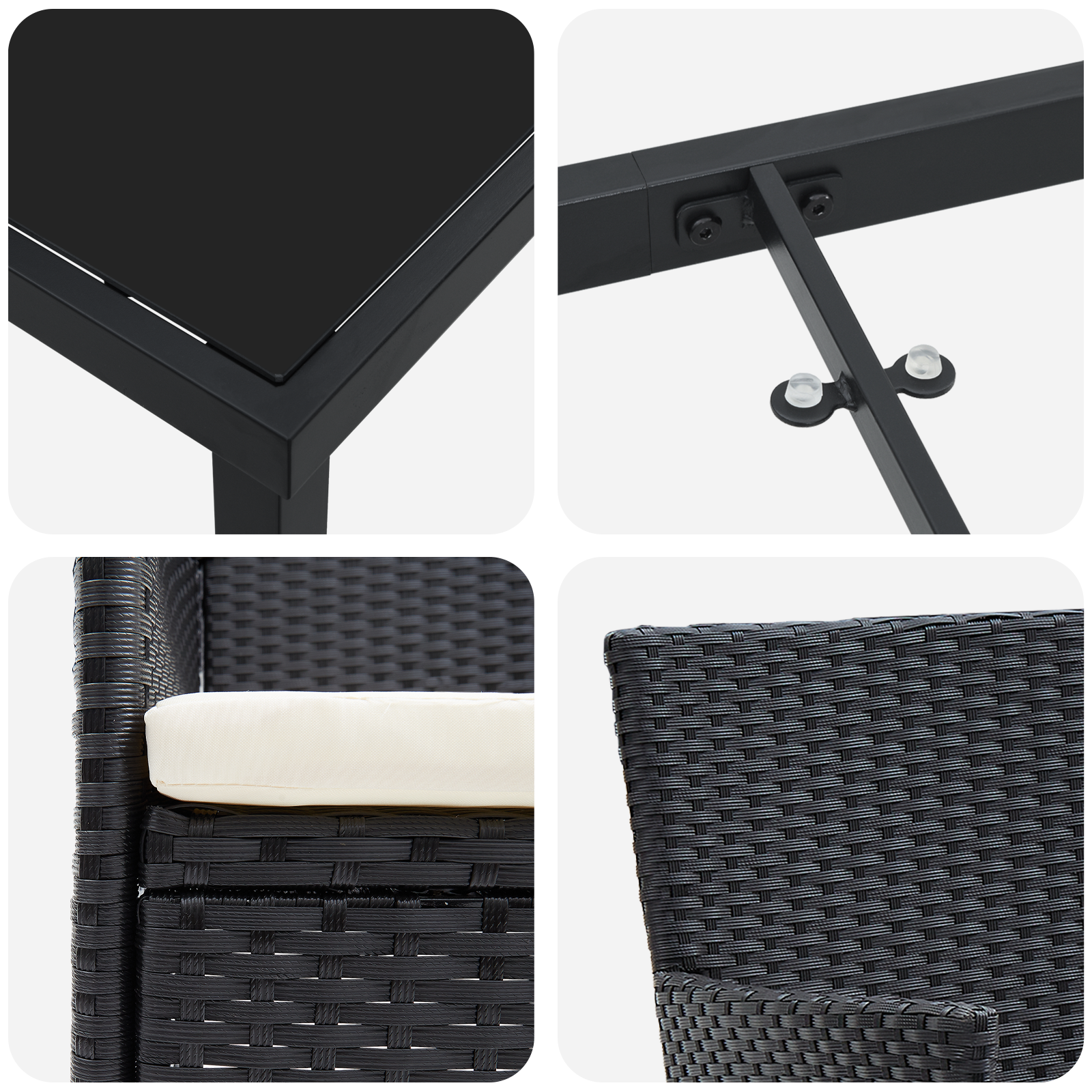 Set 5 Piese Dining Grădină Negru Poliratan GartenMobel Dekor