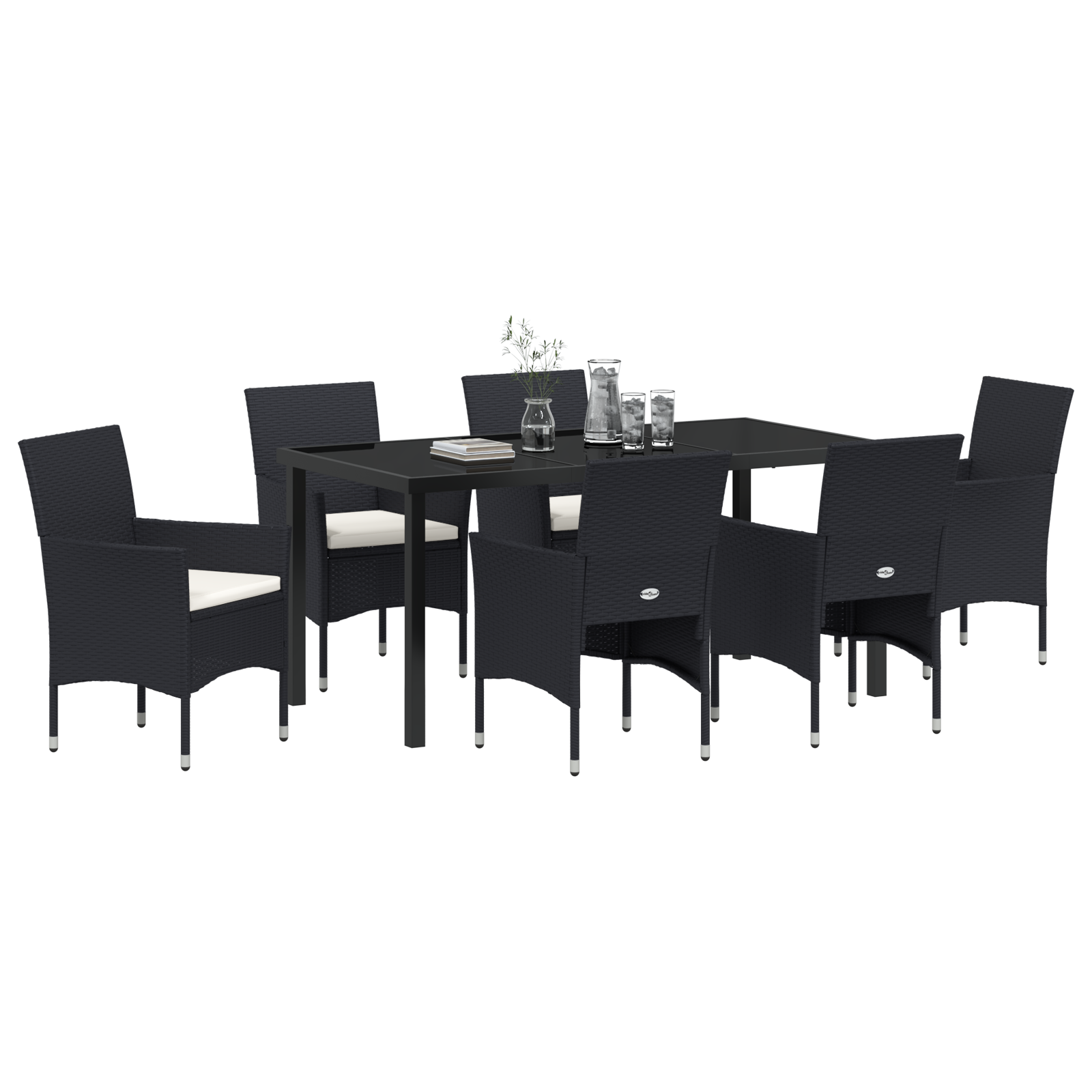 Set Dining Grădină 7 Piese Negru Rattan Polimeric GartenMobel Dekor