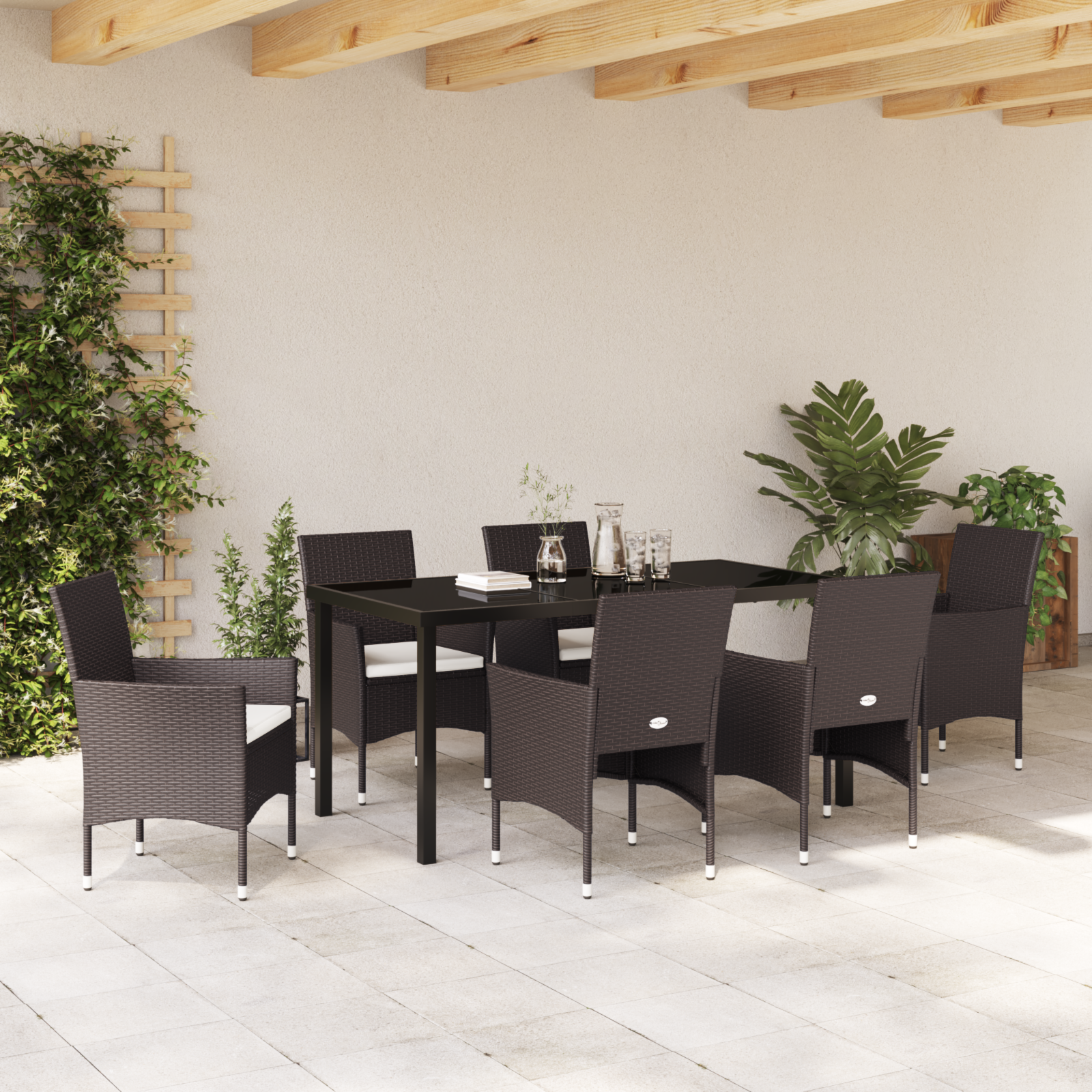 Set Masa Grădină 7 Piese Maro Ratan Poli GartenMobel Dekor