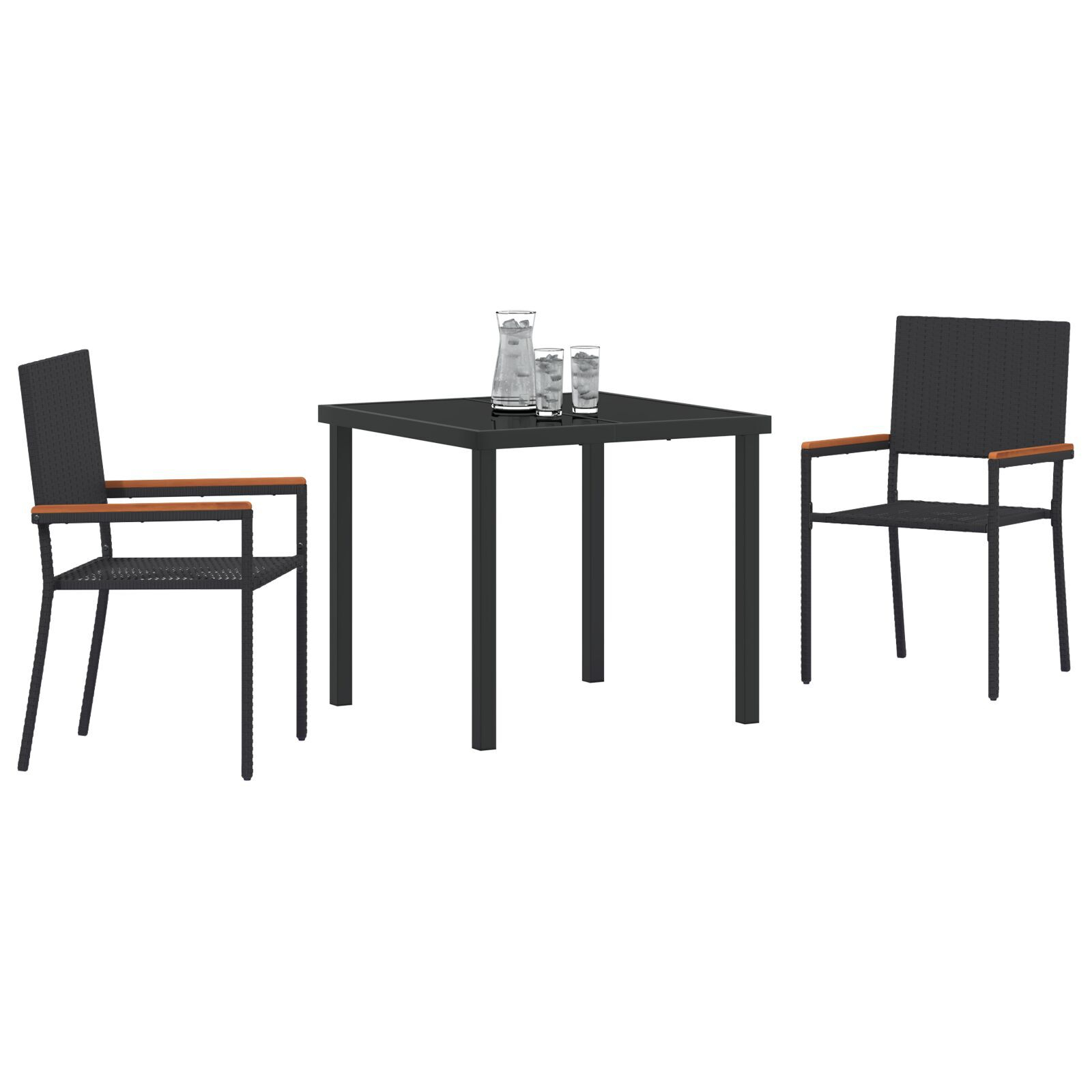 Set de Dining de 5 Piese Negru din Poliratan GartenMobel Dekor
