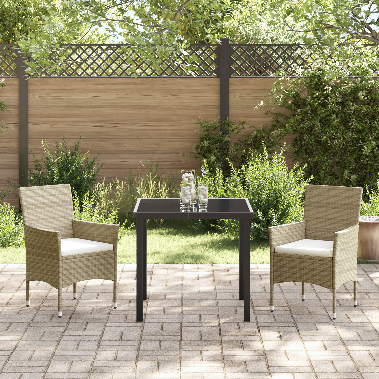 Set de Dining de Grădină 3 Piese Bej Rattan Polimer GartenMobel Dekor