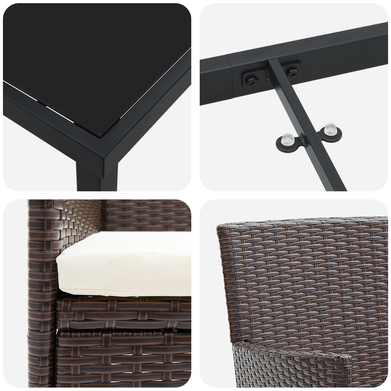 Set de Dining de Grădină 5 Piese Maro Ratan Polimeric GartenMobel Dekor