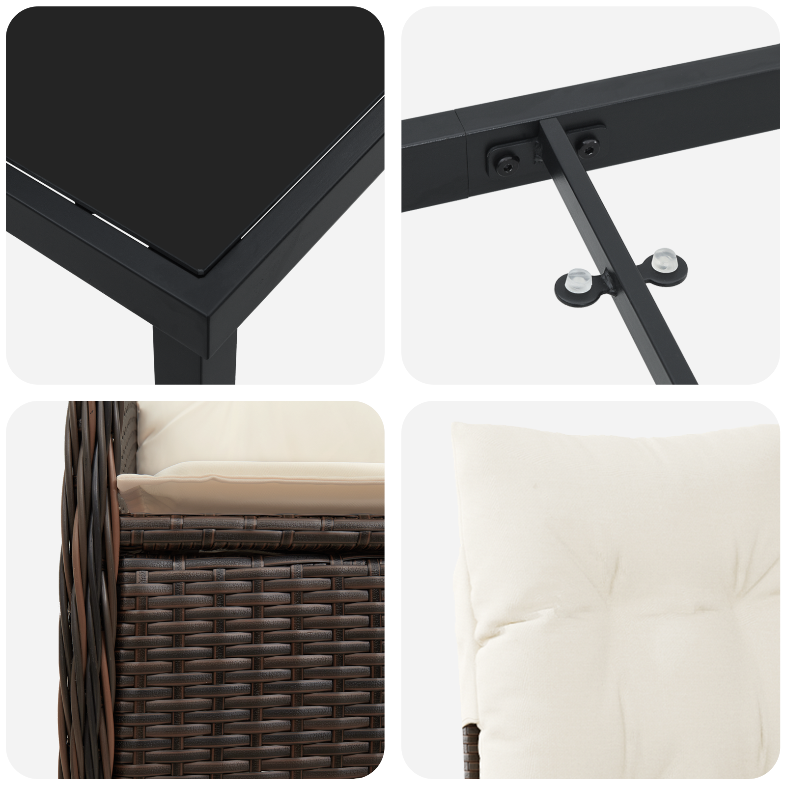 Set de Dining de Grădină cu 3 Piese cu Perne Maro Poliratan GartenMobel Dekor