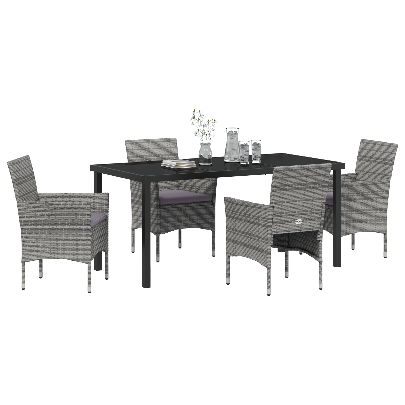 Set de Dining pentru Grădină 5 Piese Gri Ratan Polimeric GartenMobel Dekor