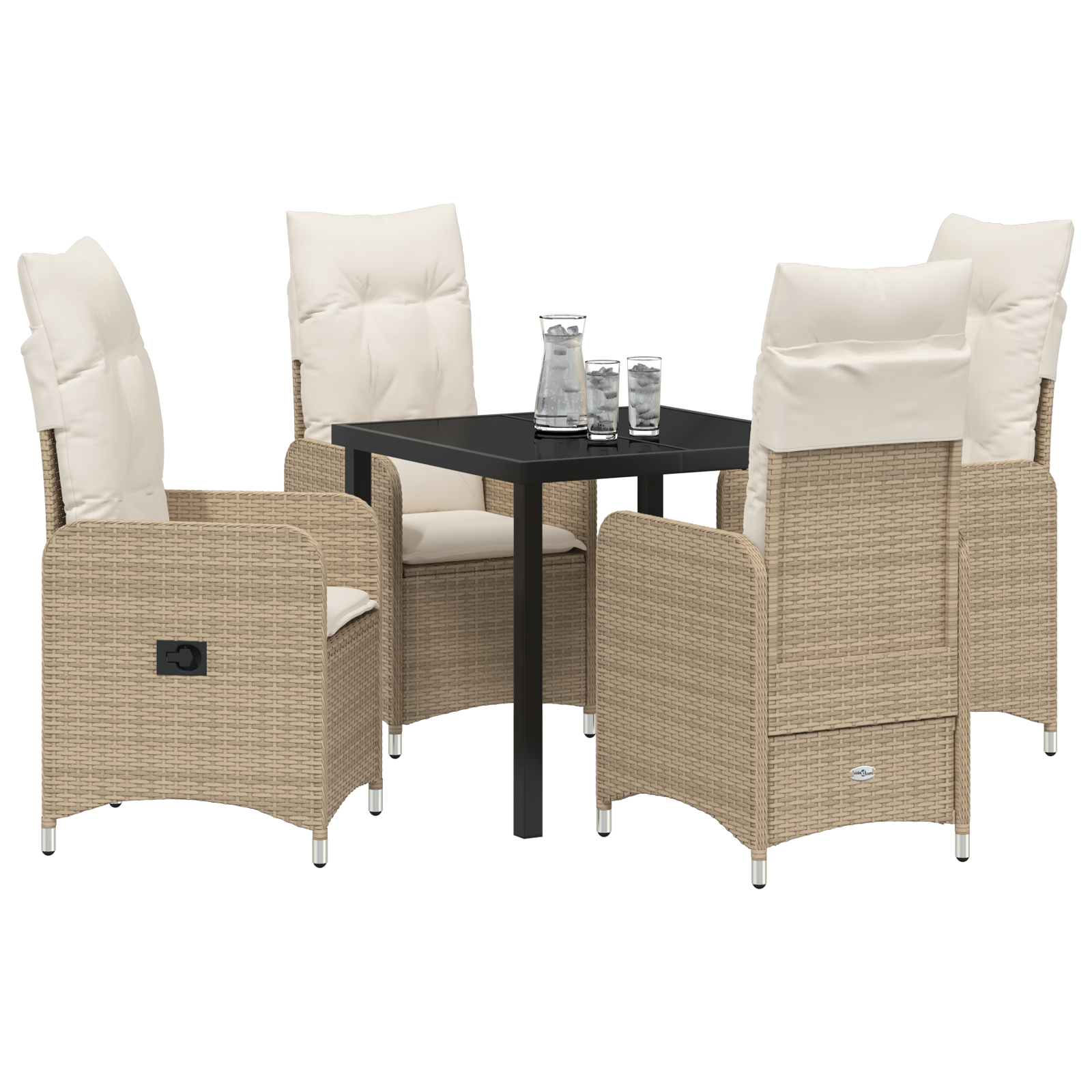Set de Dining pentru Grădină 5 Piese cu Perne Bej Poliratan GartenMobel Dekor