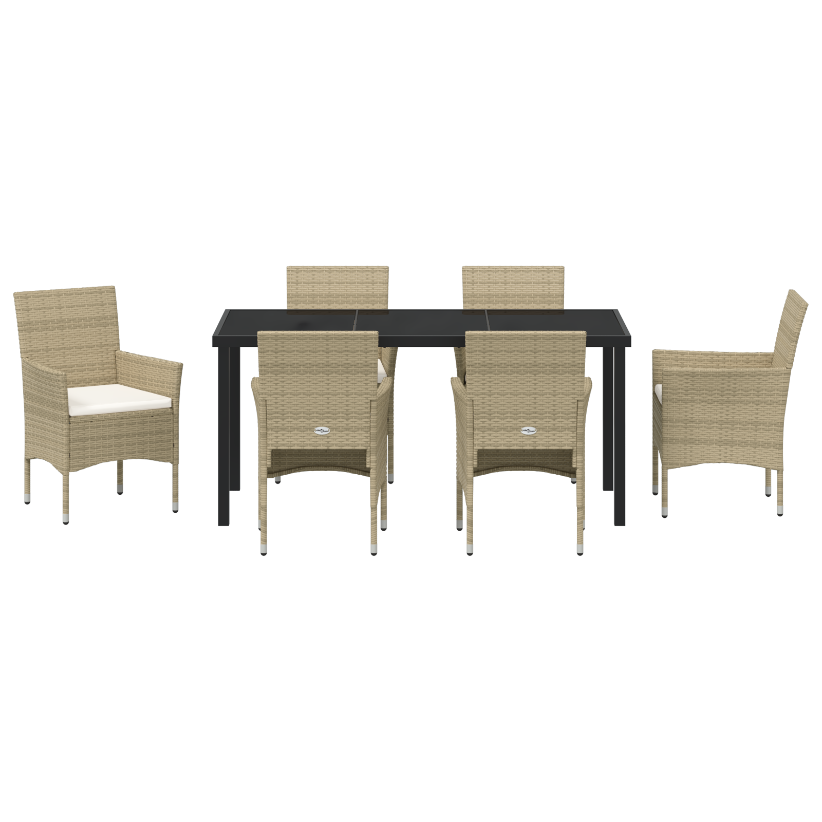 Set de Dining pentru Grădină 7 Piese Bej Poliratan GartenMobel Dekor