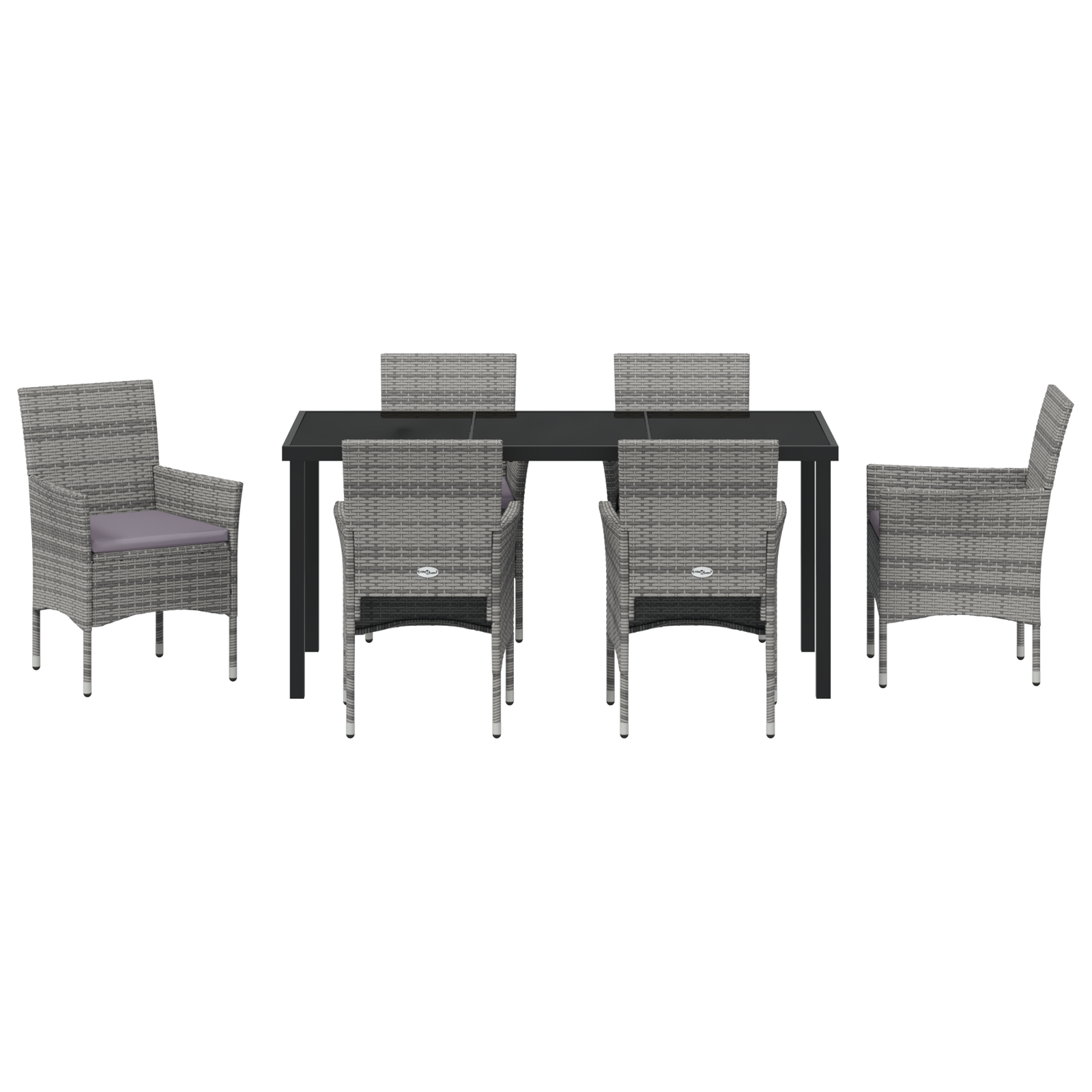 Set de Dining pentru Grădină 7 Piese Gri Ratan Polifibră GartenMobel Dekor