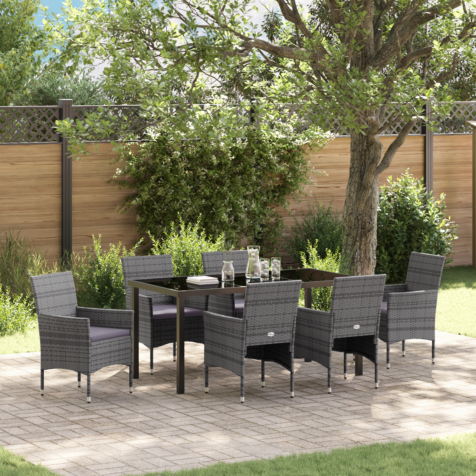 Set de Dining pentru Grădină 7 Piese Gri Ratan Polifibră GartenMobel Dekor