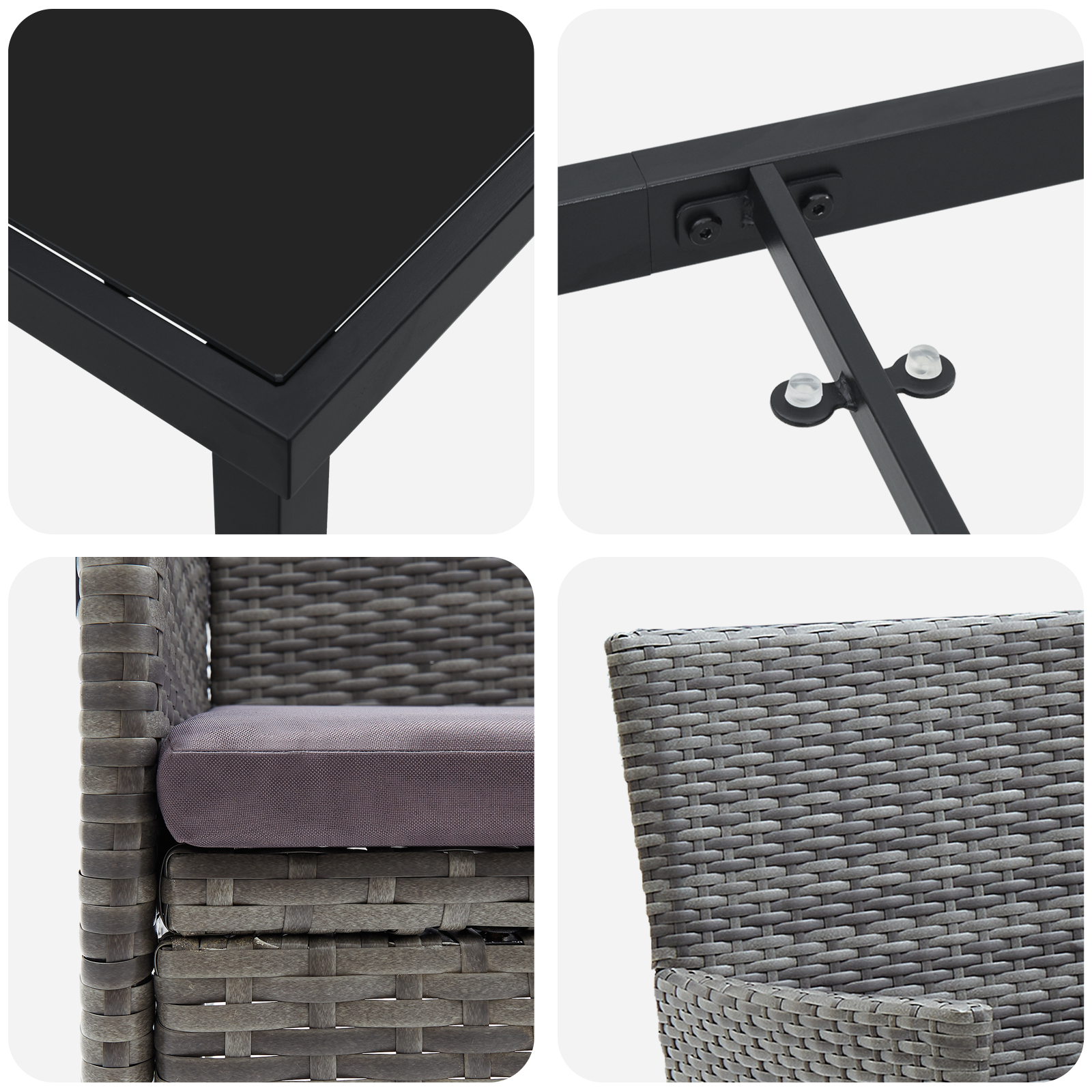 Set de Dining pentru Grădină 7 Piese Gri Ratan Polifibră GartenMobel Dekor