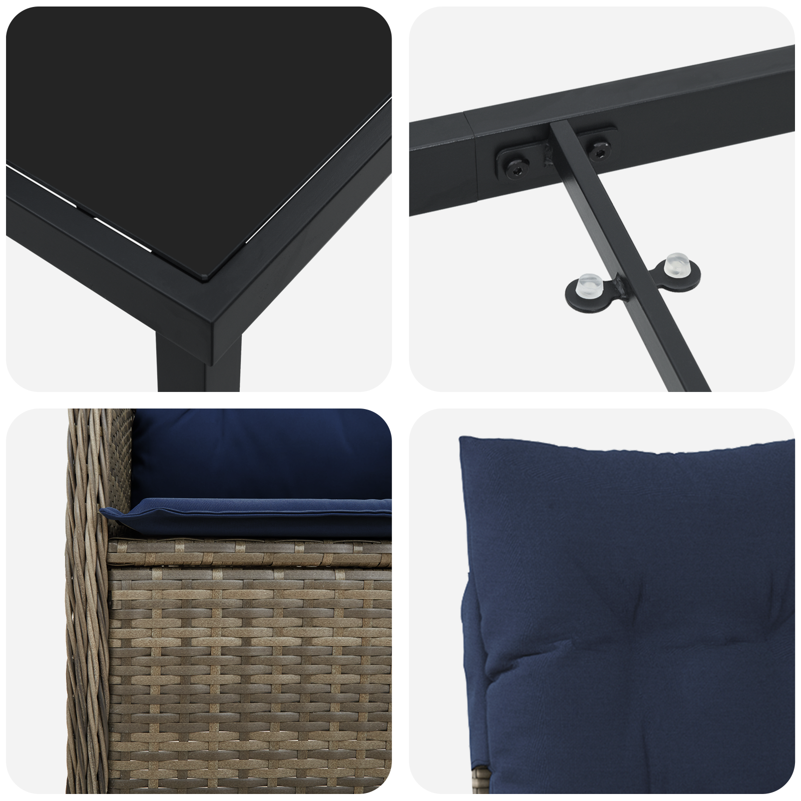 Set de Grădină 7 Piese cu Perne Negre din Poliratan GartenMobel Dekor