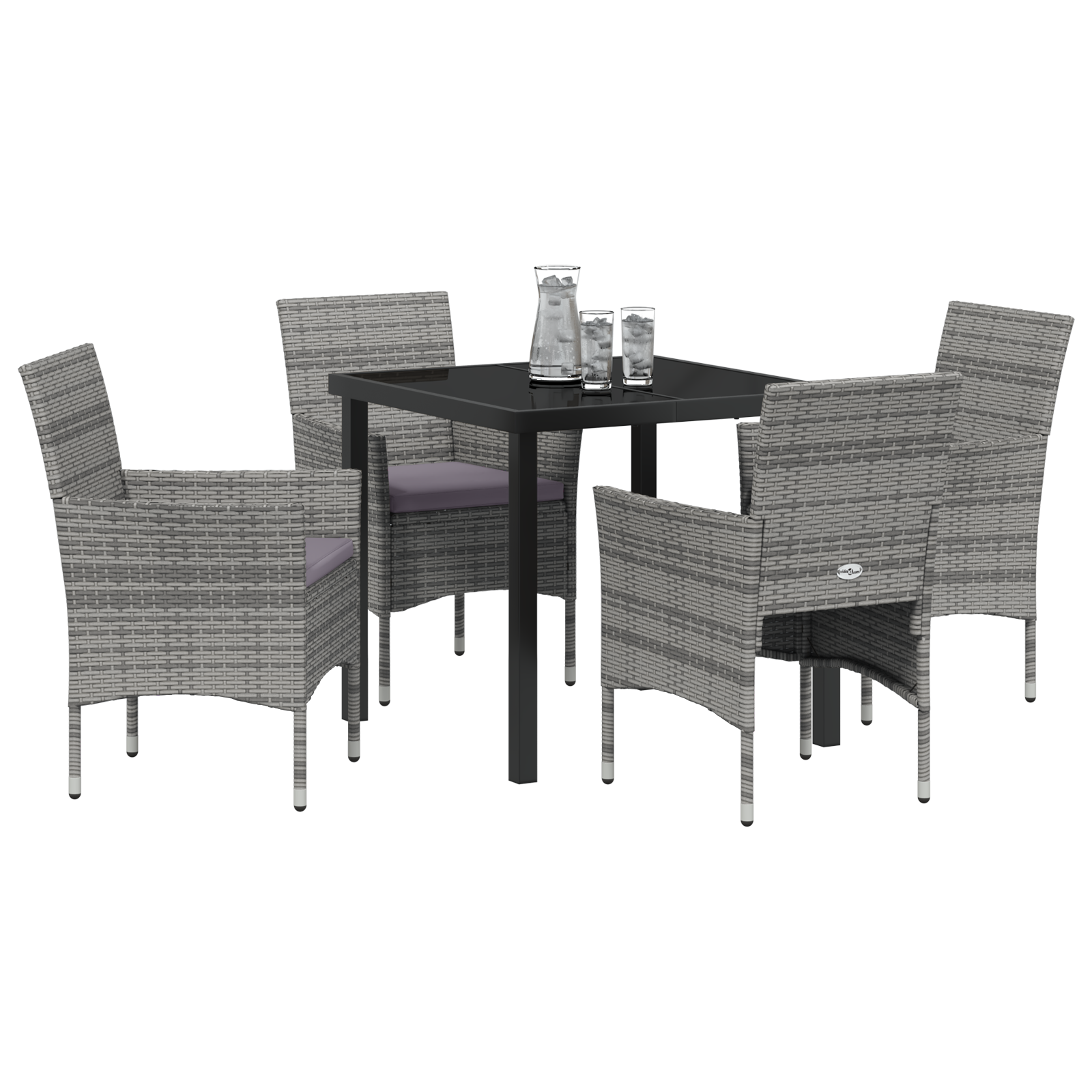 Set de Masă Grădină 5 Piese Gri Ratan Polimeric GartenMobel Dekor