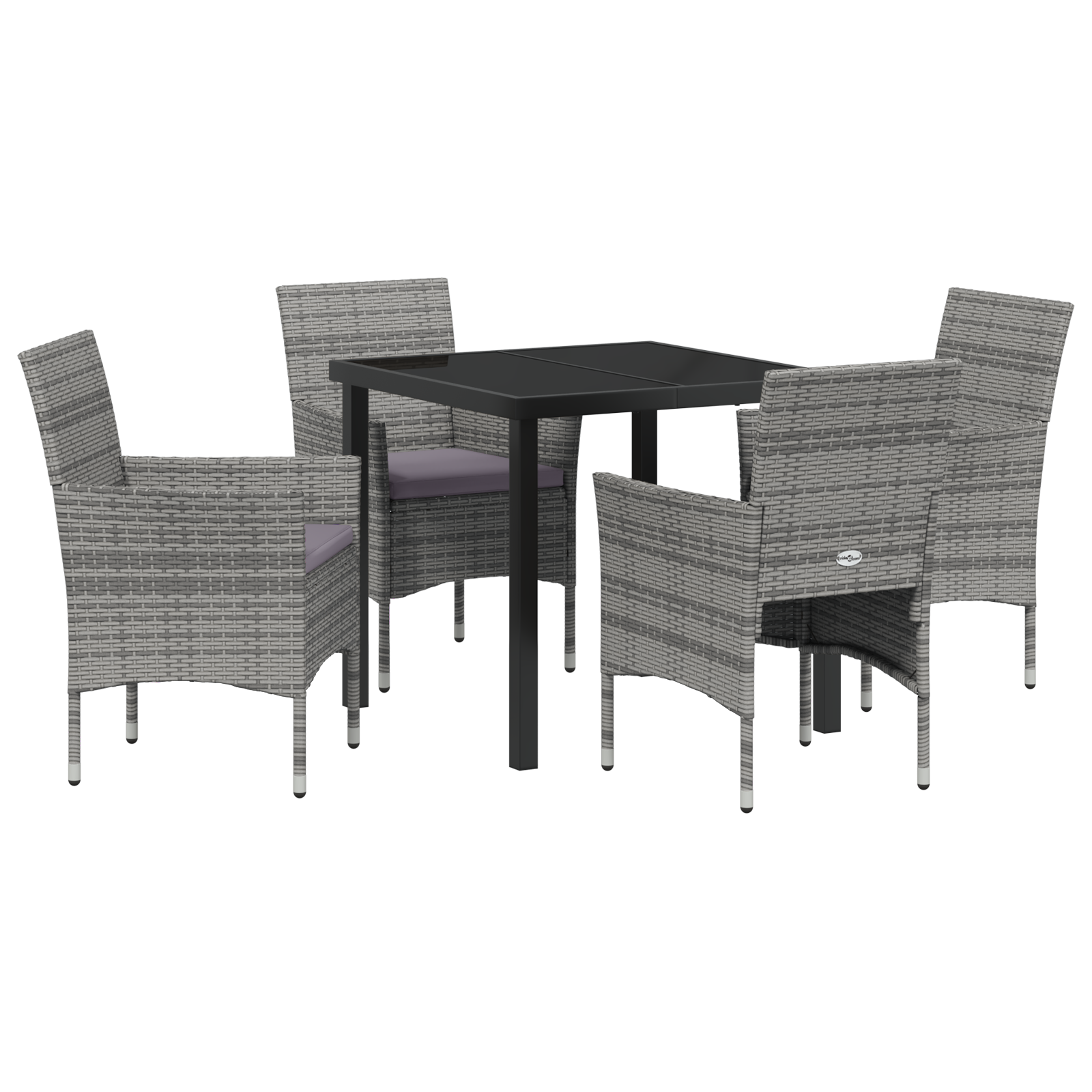 Set de Masă Grădină 5 Piese Gri Ratan Polimeric GartenMobel Dekor