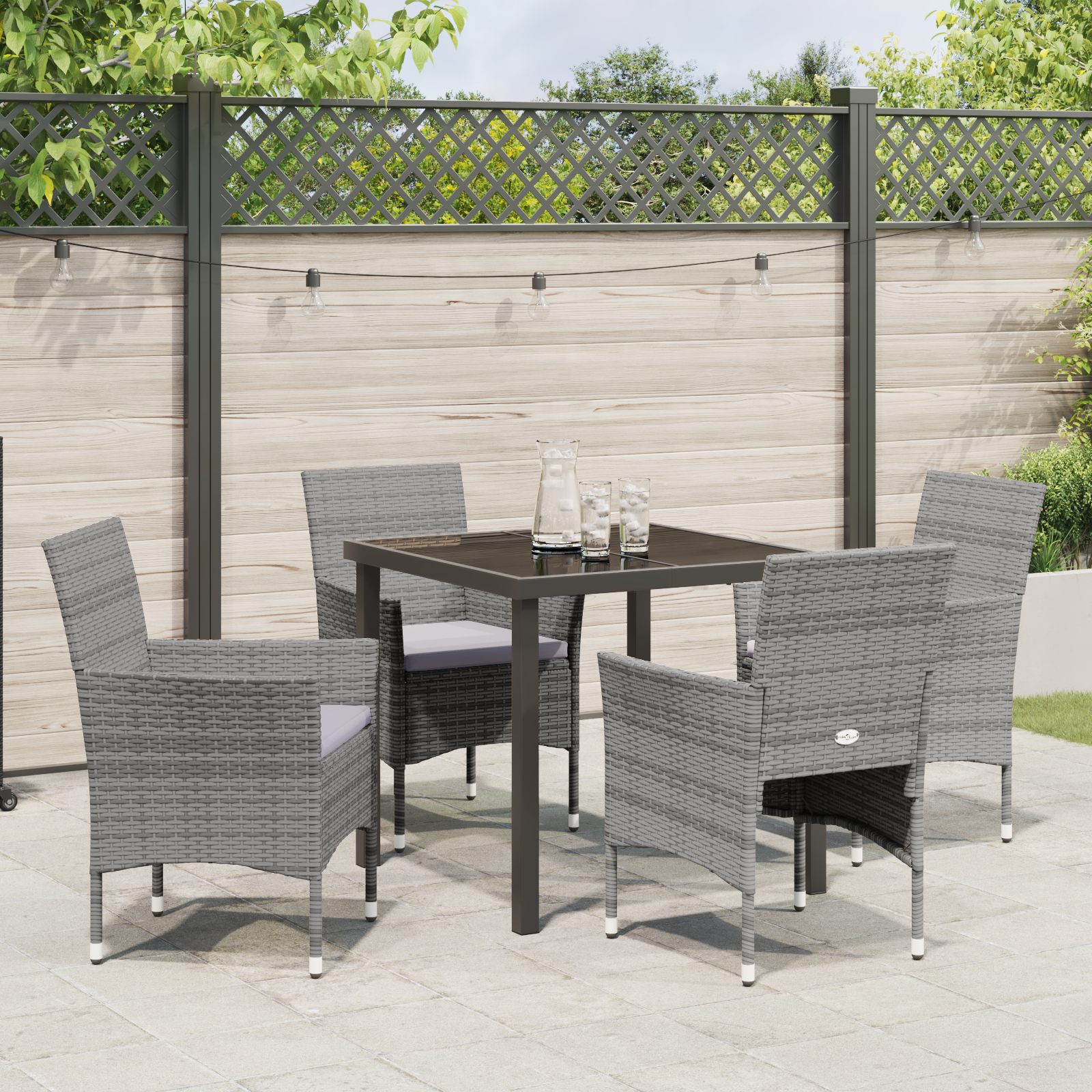 Set de Masă Grădină 5 Piese Gri Ratan Polimeric GartenMobel Dekor