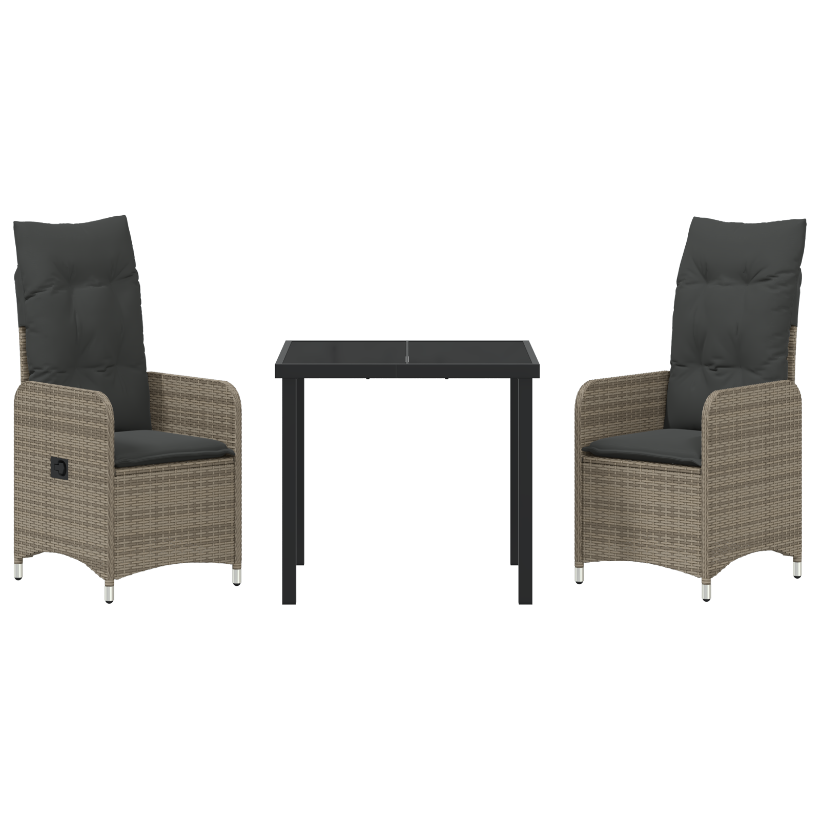 Set de dining de grădină 3 piese cu perne Gri Ratan Poly GartenMobel Dekor
