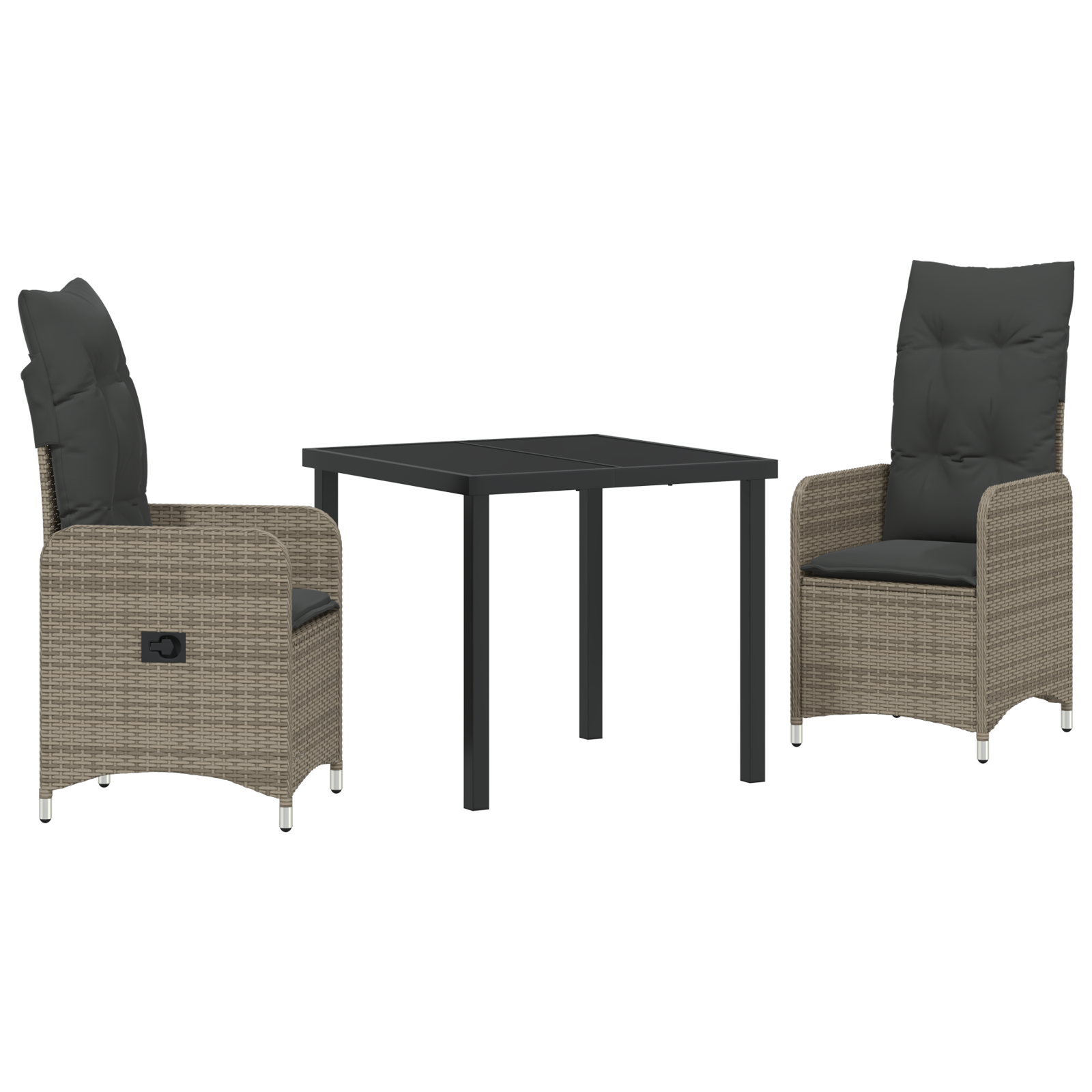 Set de dining de grădină 3 piese cu perne Gri Ratan Poly GartenMobel Dekor