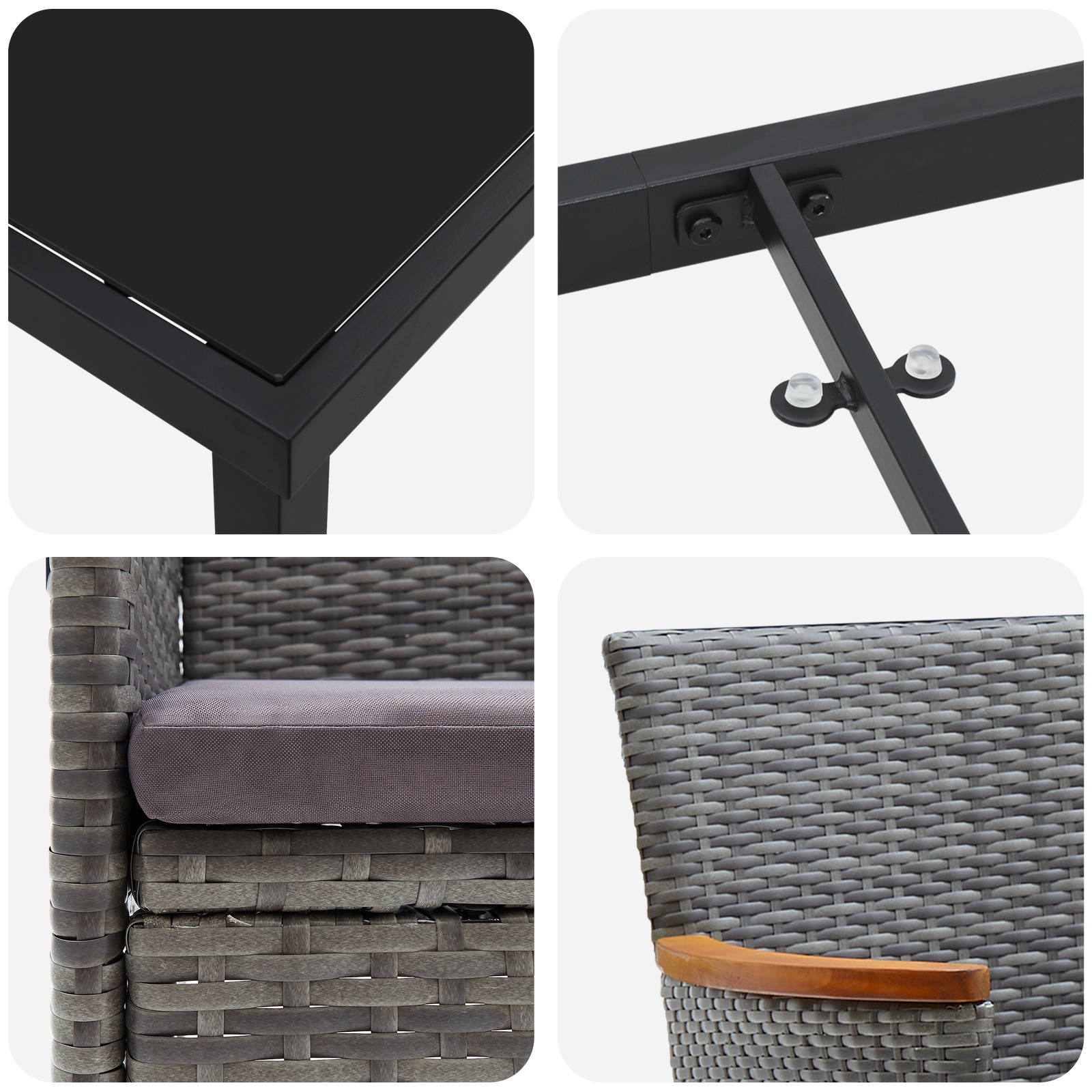 Set de dining pentru grădină , 5 piese - Ratan poliester gri GartenMobel Dekor