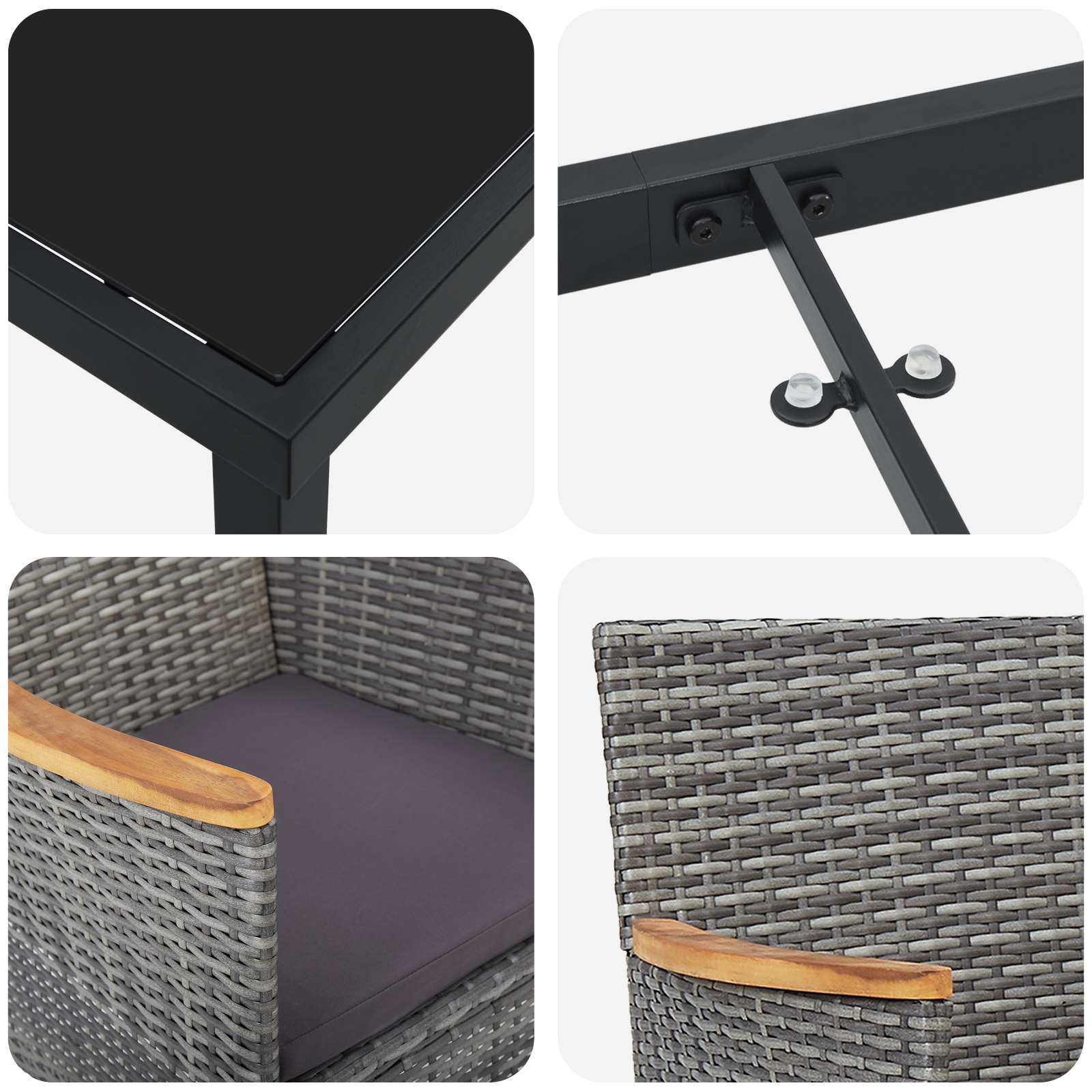 Set de dining pentru grădină 3 piese gri poliratan GartenMobel Dekor
