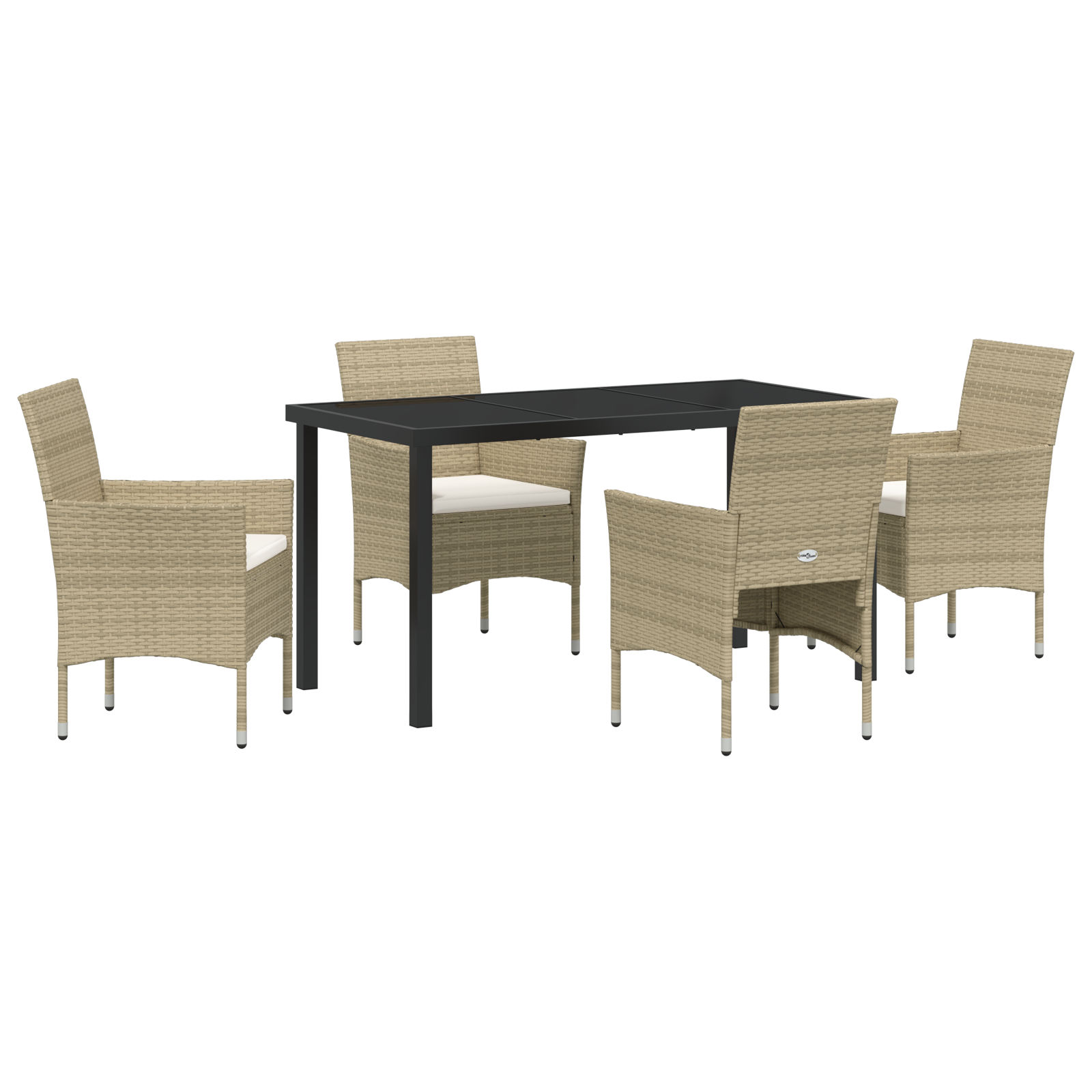 Set de dining pentru grădină 5 piese Bej Ratan Poliester GartenMobel Dekor