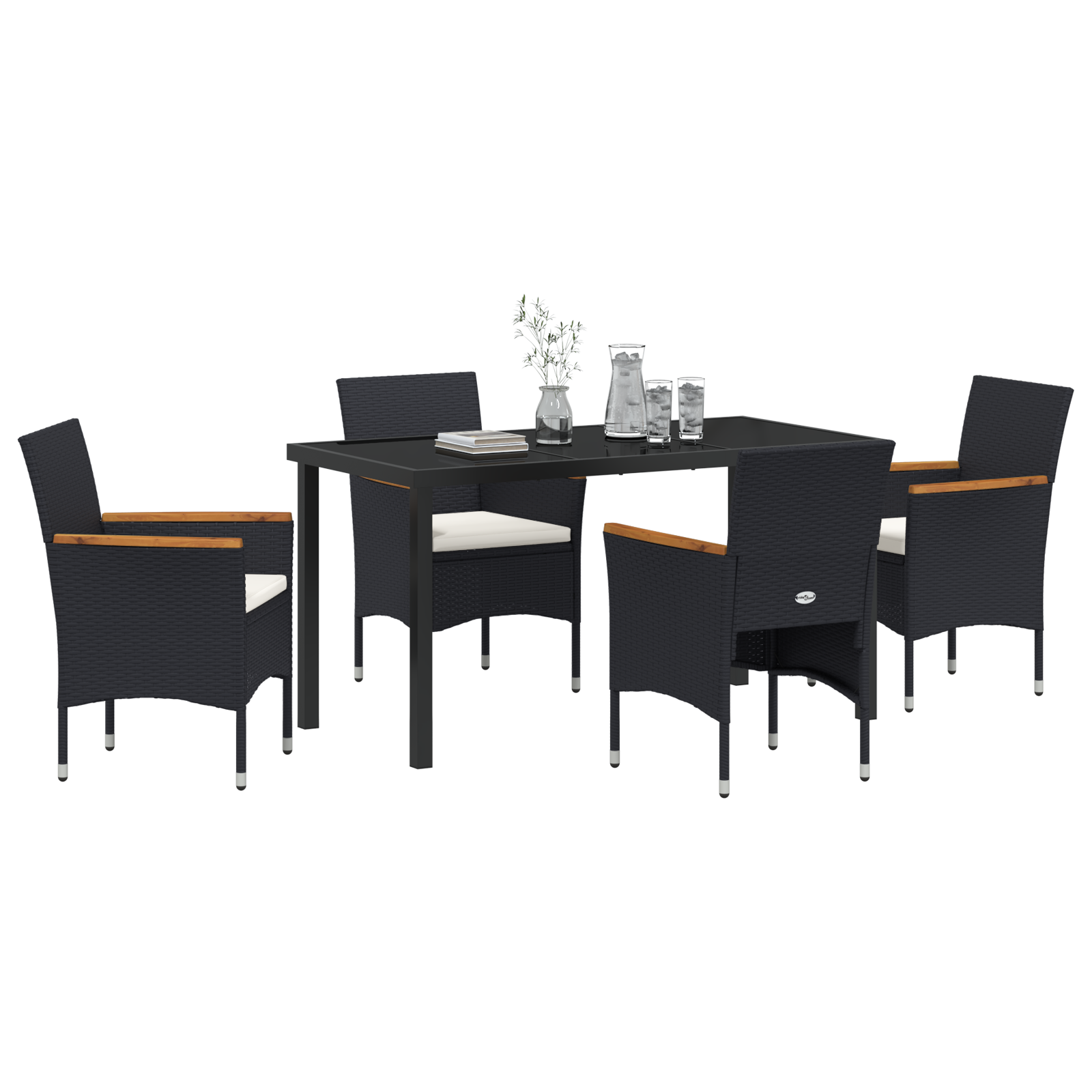 Set de dining pentru grădină 5 piese Negru Poli Ratan GartenMobel Dekor