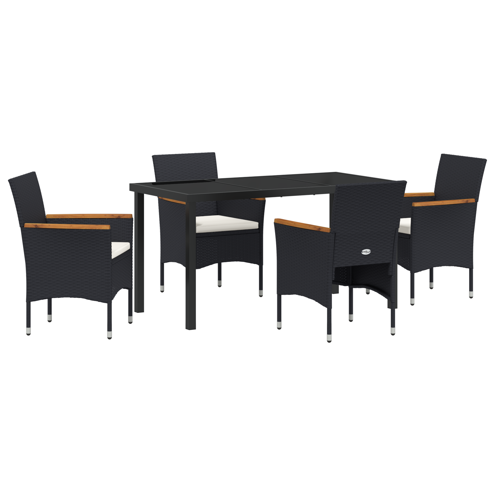 Set de dining pentru grădină 5 piese Negru Poli Ratan GartenMobel Dekor