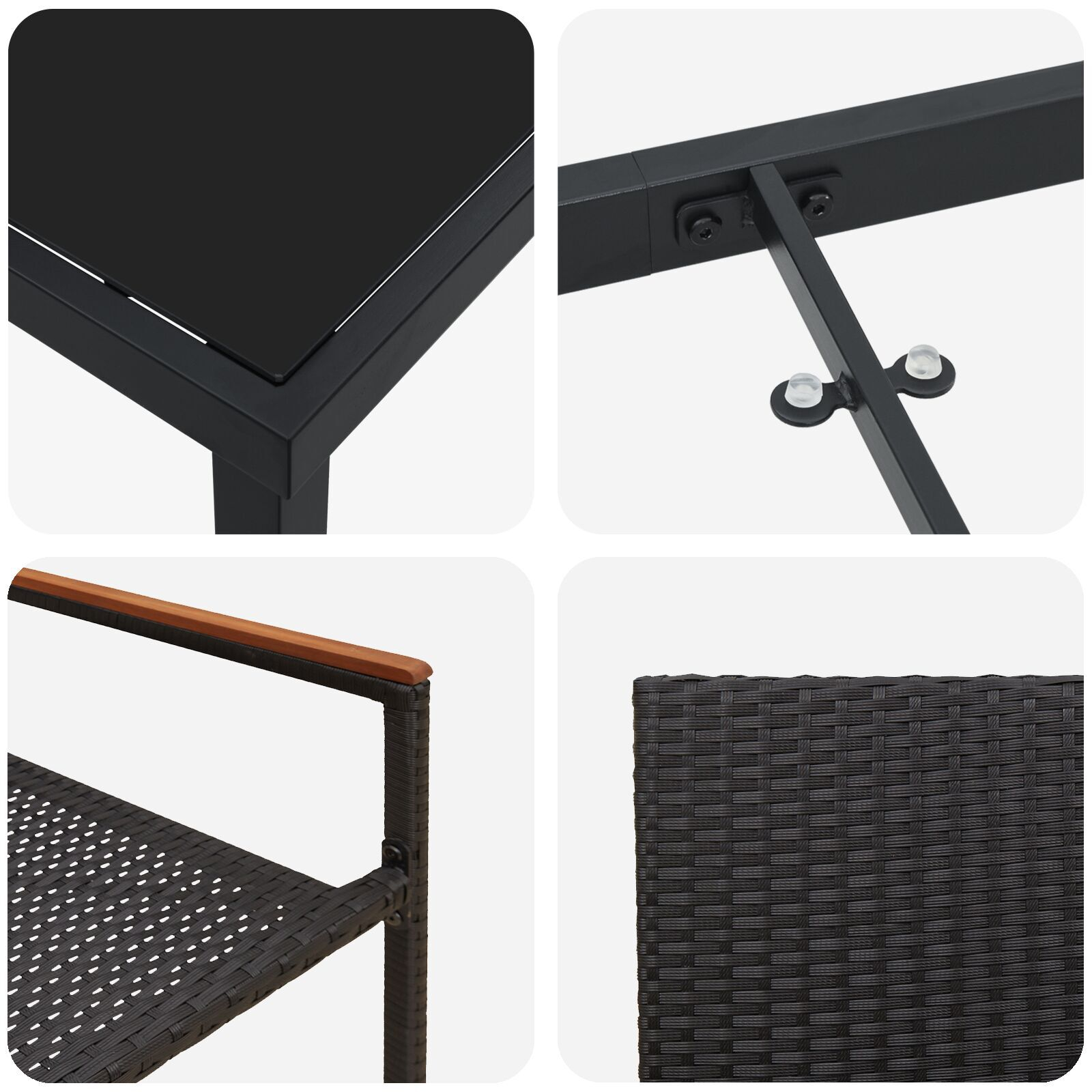 Set de masă pentru grădină din ratan negru, 3 piese GartenMobel Dekor