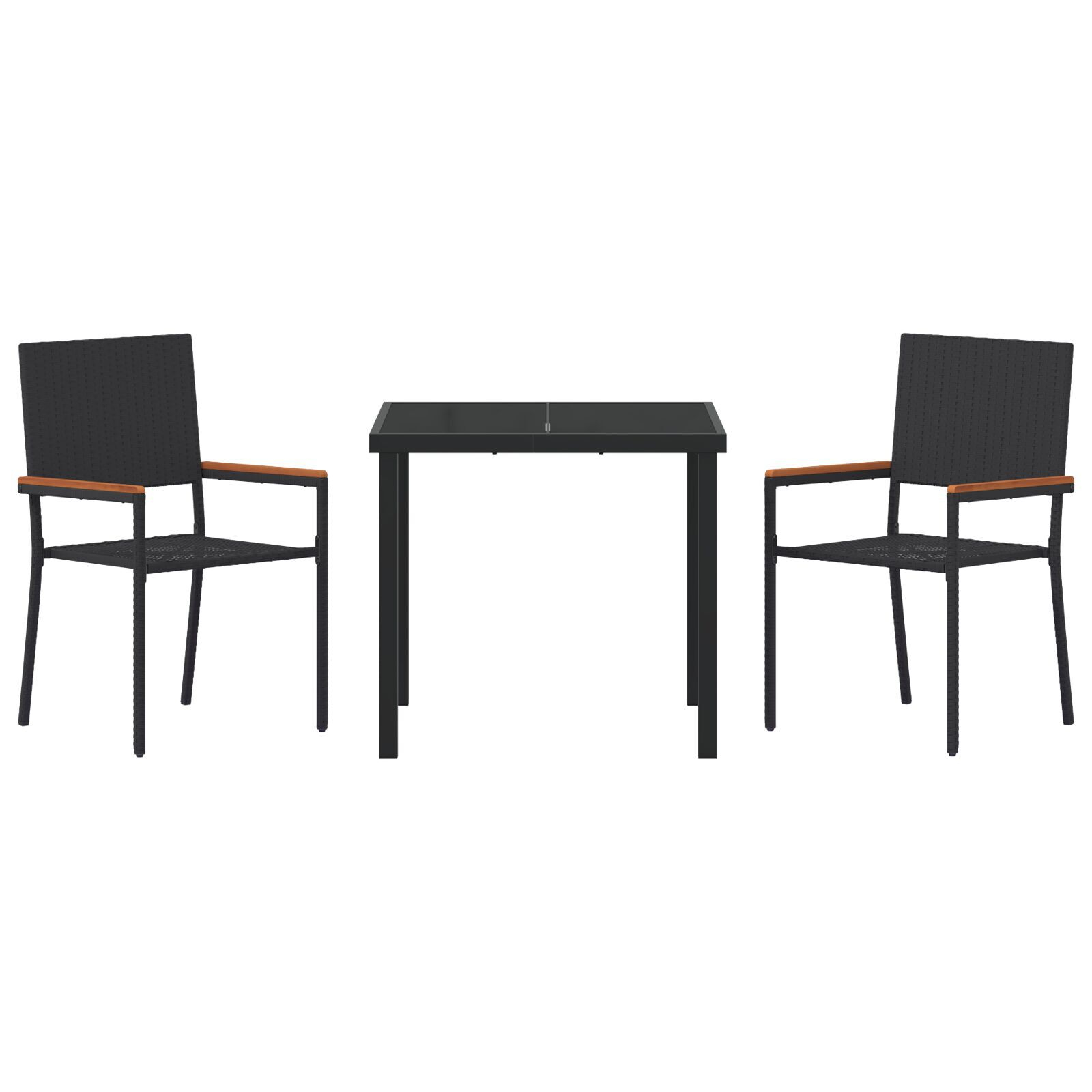 Set de masă pentru grădină din ratan negru, 3 piese GartenMobel Dekor