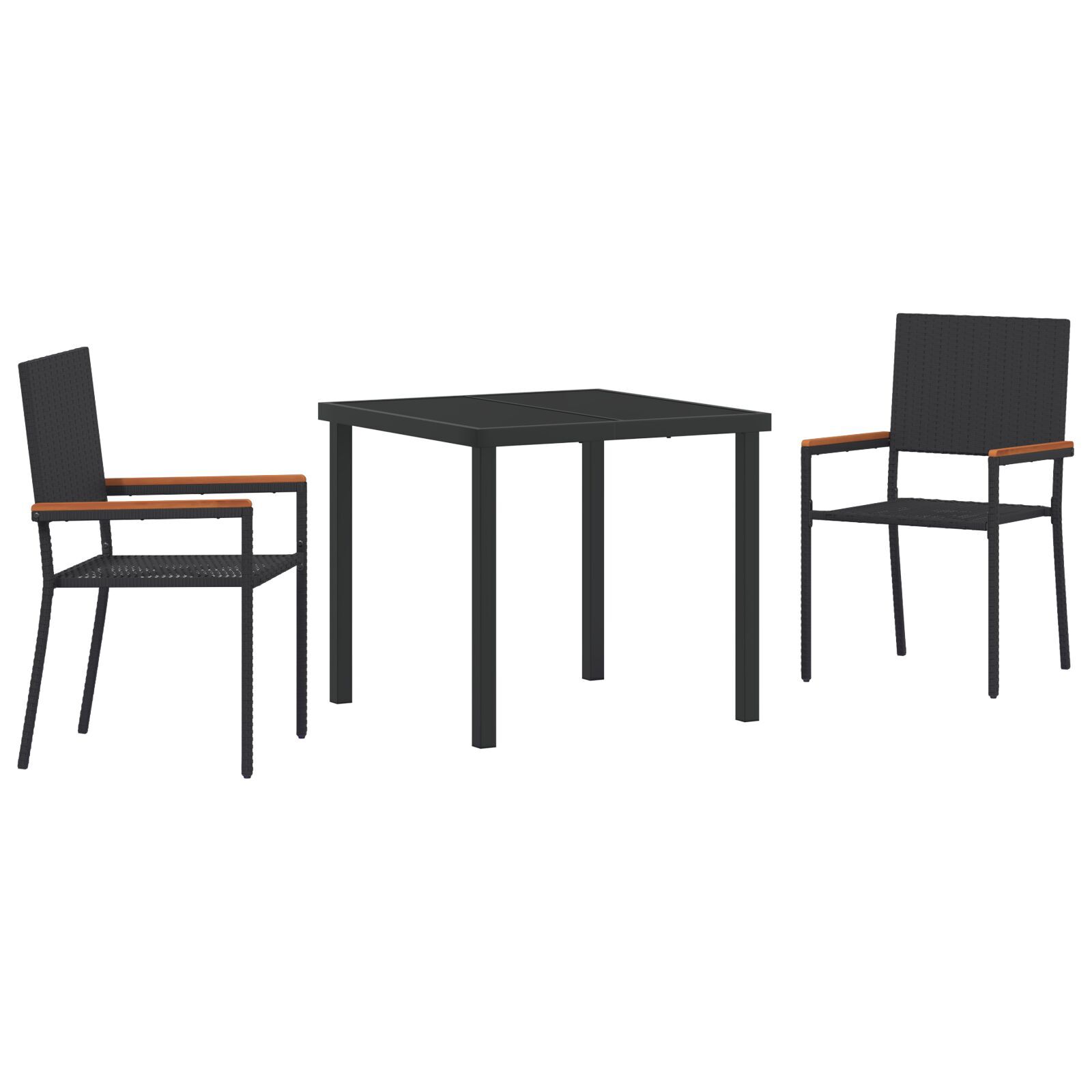 Set de masă pentru grădină din ratan negru, 3 piese GartenMobel Dekor