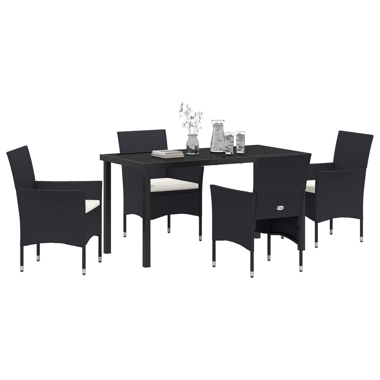 Set masă grădină 5 Piese Negru Rattan Poli GartenMobel Dekor