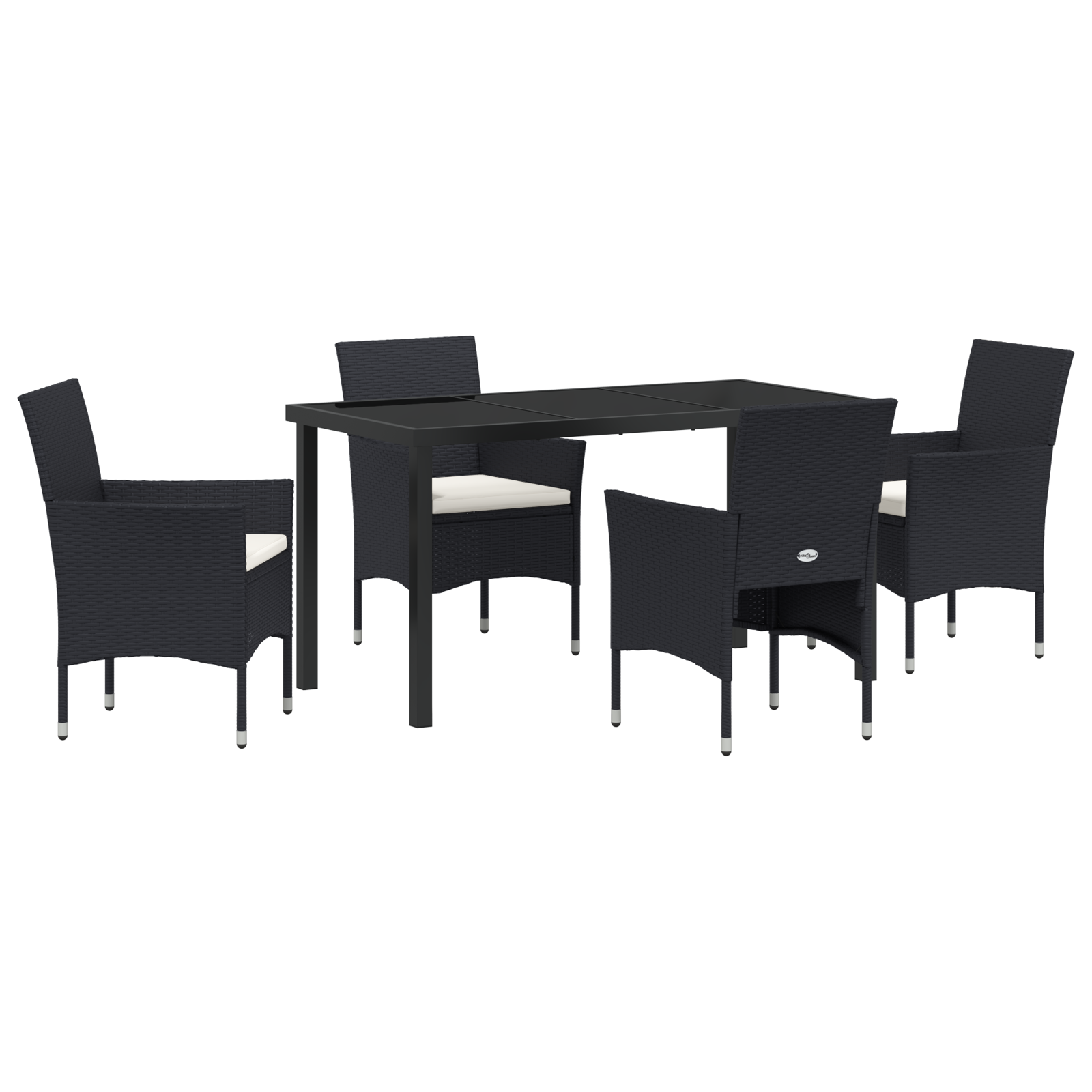 Set masă grădină 5 Piese Negru Rattan Poli GartenMobel Dekor