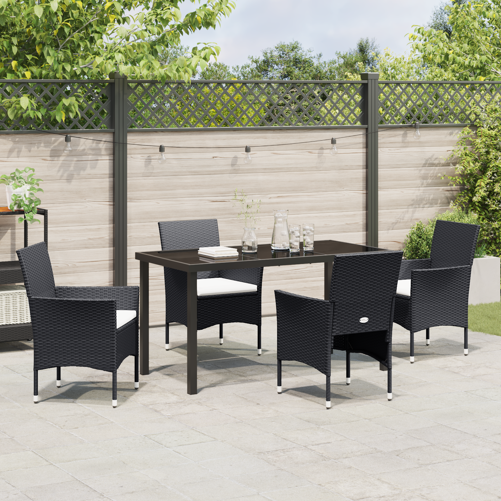 Set masă grădină 5 Piese Negru Rattan Poli GartenMobel Dekor