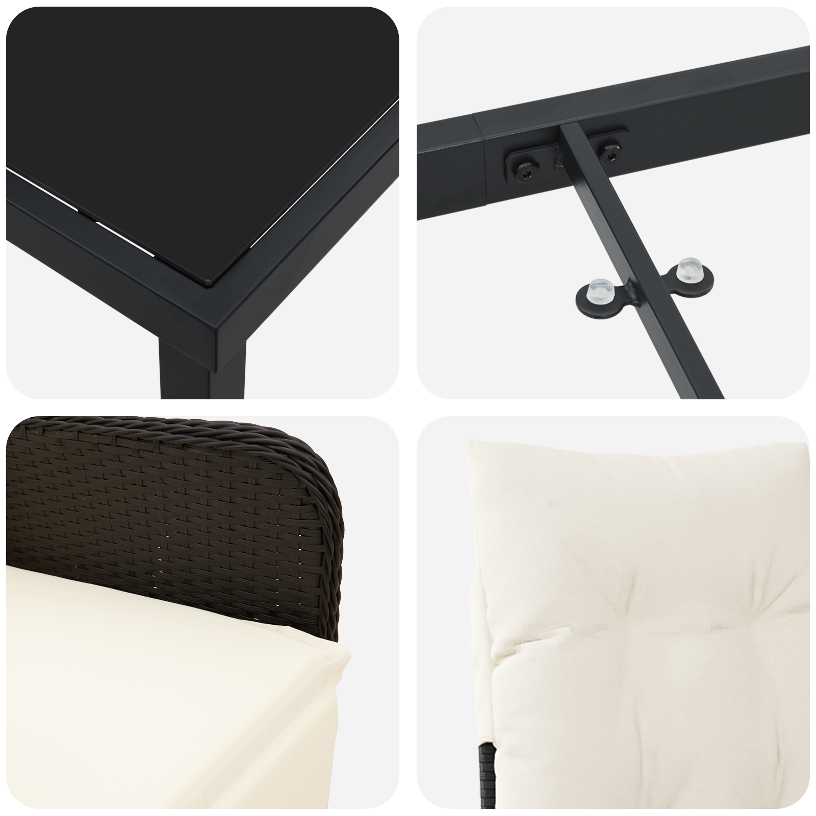 Set mobilier de grădină 5 piese cu perne negre din poliratan. GartenMobel Dekor