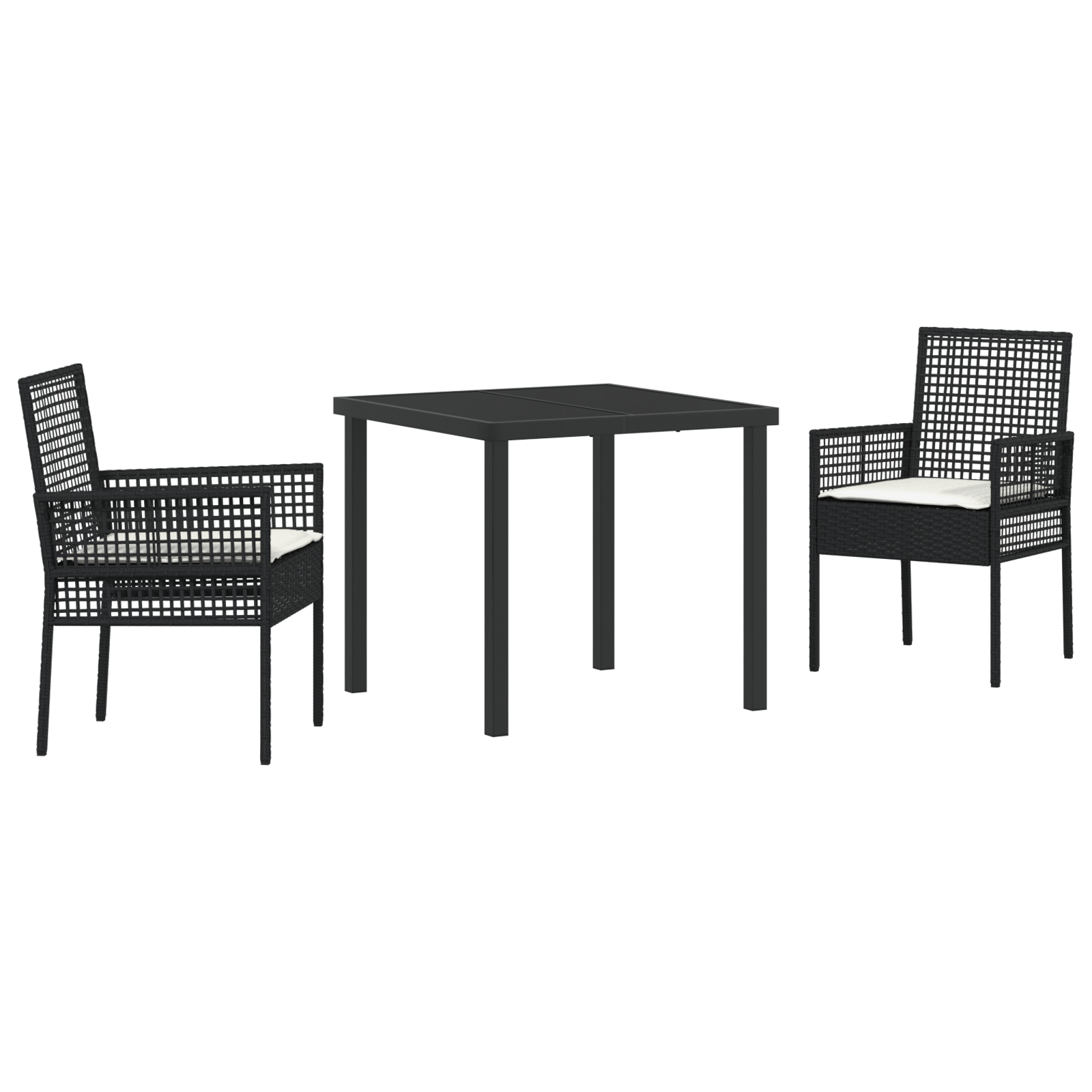 Set Dining Grădină 3 Piese cu Perne Negru Poli Ratan GartenMobel Dekor