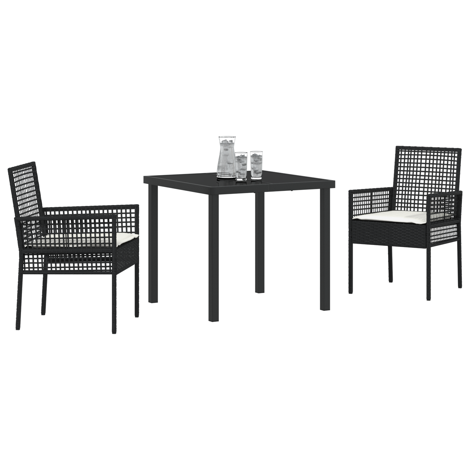 Set Dining Grădină 3 Piese cu Perne Negru Poli Ratan GartenMobel Dekor