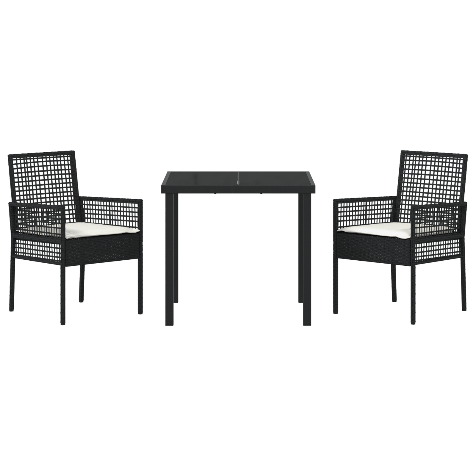 Set Dining Grădină 3 Piese cu Perne Negru Poli Ratan GartenMobel Dekor