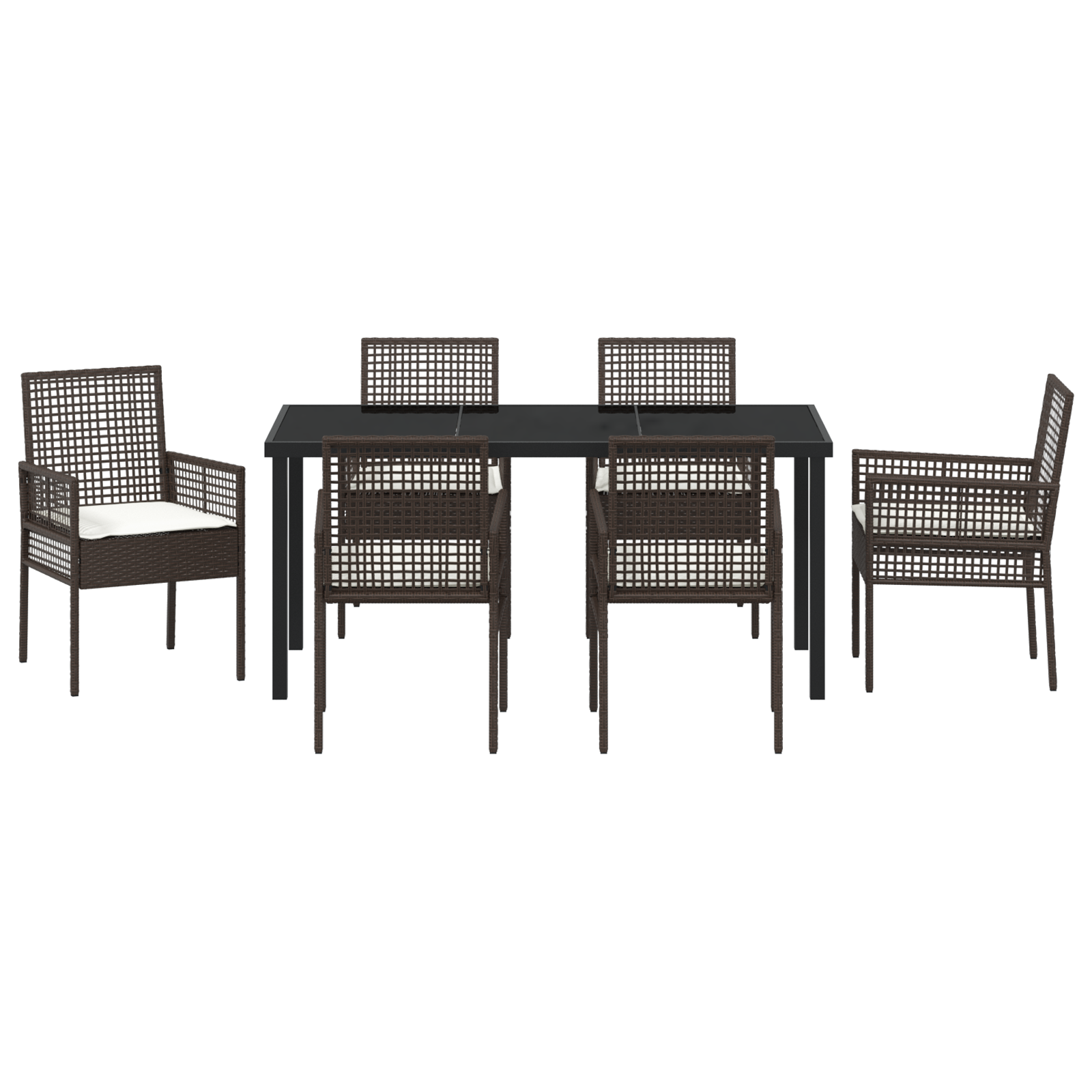 Set Masă Grădină cu Pernă Maro Poly Ratan GartenMobel Dekor
