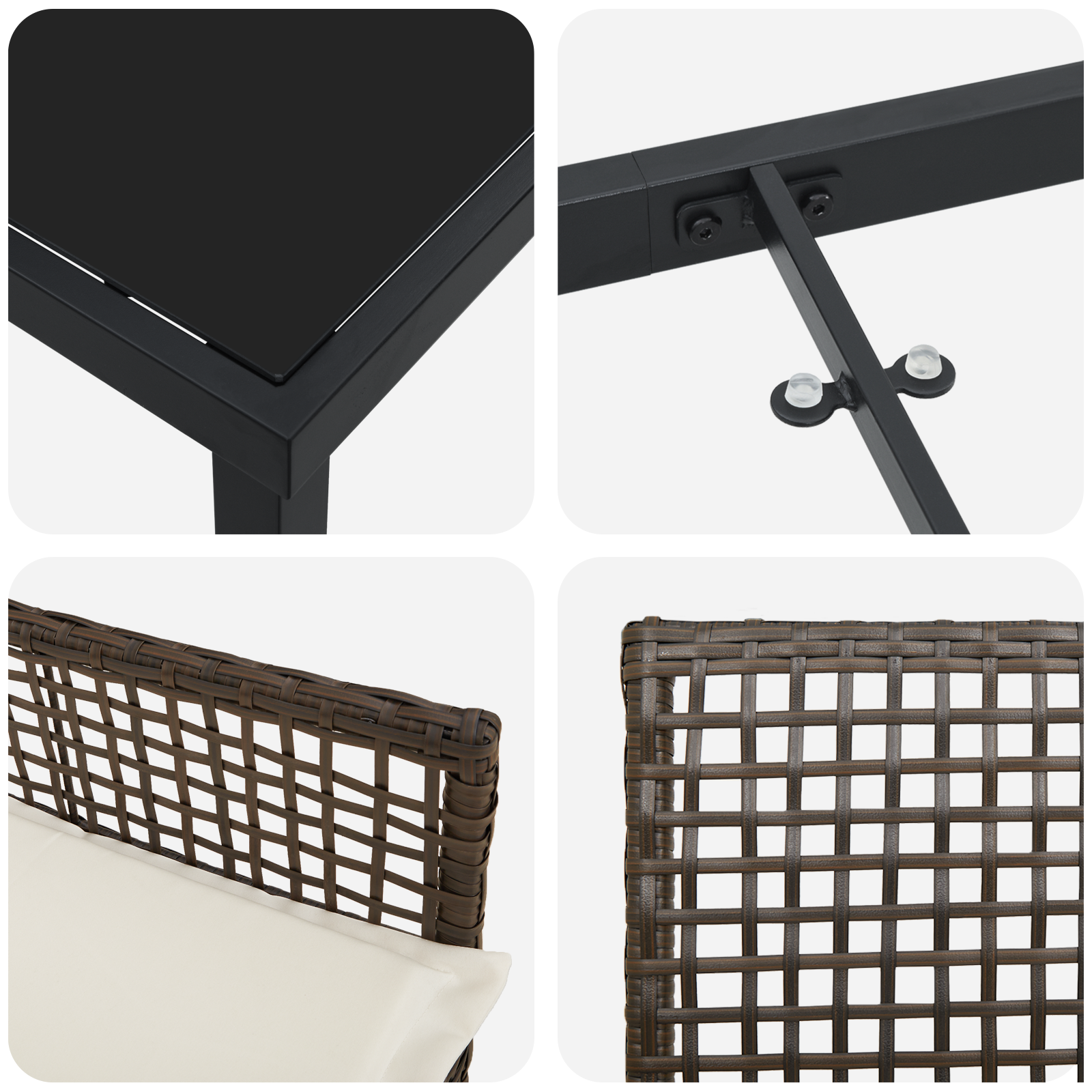 Set Masă Grădină cu Pernă Maro Poly Ratan GartenMobel Dekor