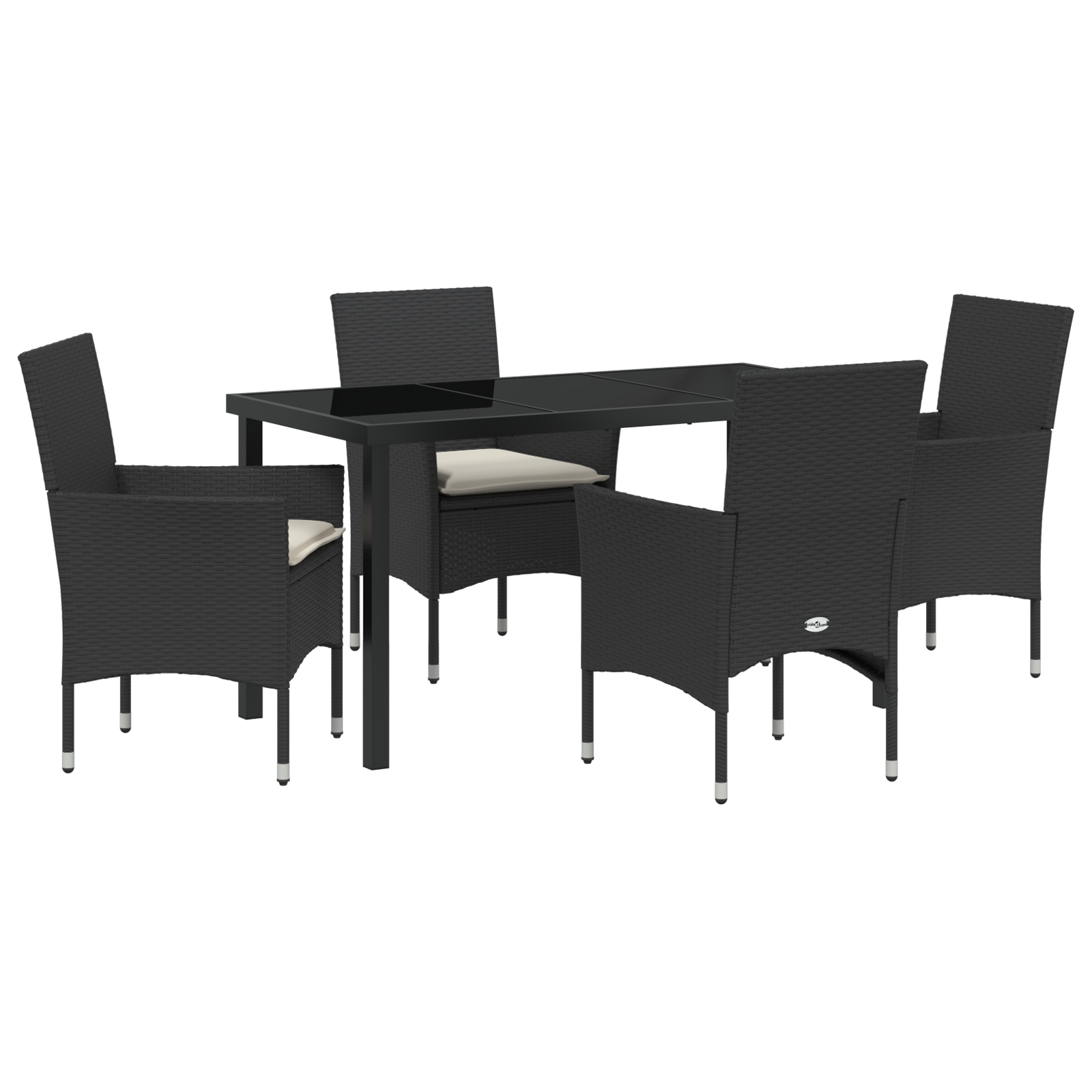 Set Masă Grădină cu Perne Negru Ratan Poliester GartenMobel Dekor