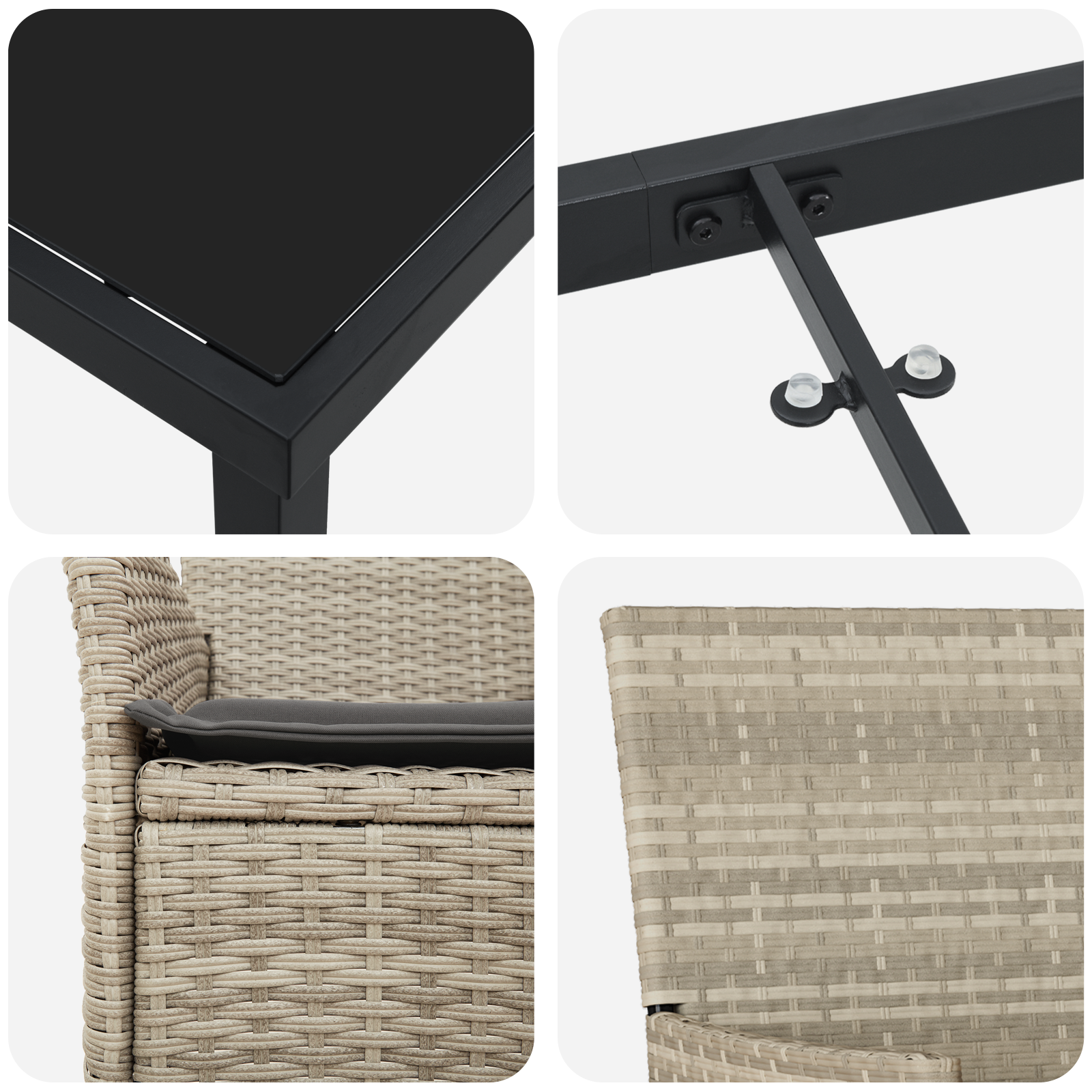 Set Masă Grădină cu Pernițe, Gri Deschis, Ratan Sintetic GartenMobel Dekor