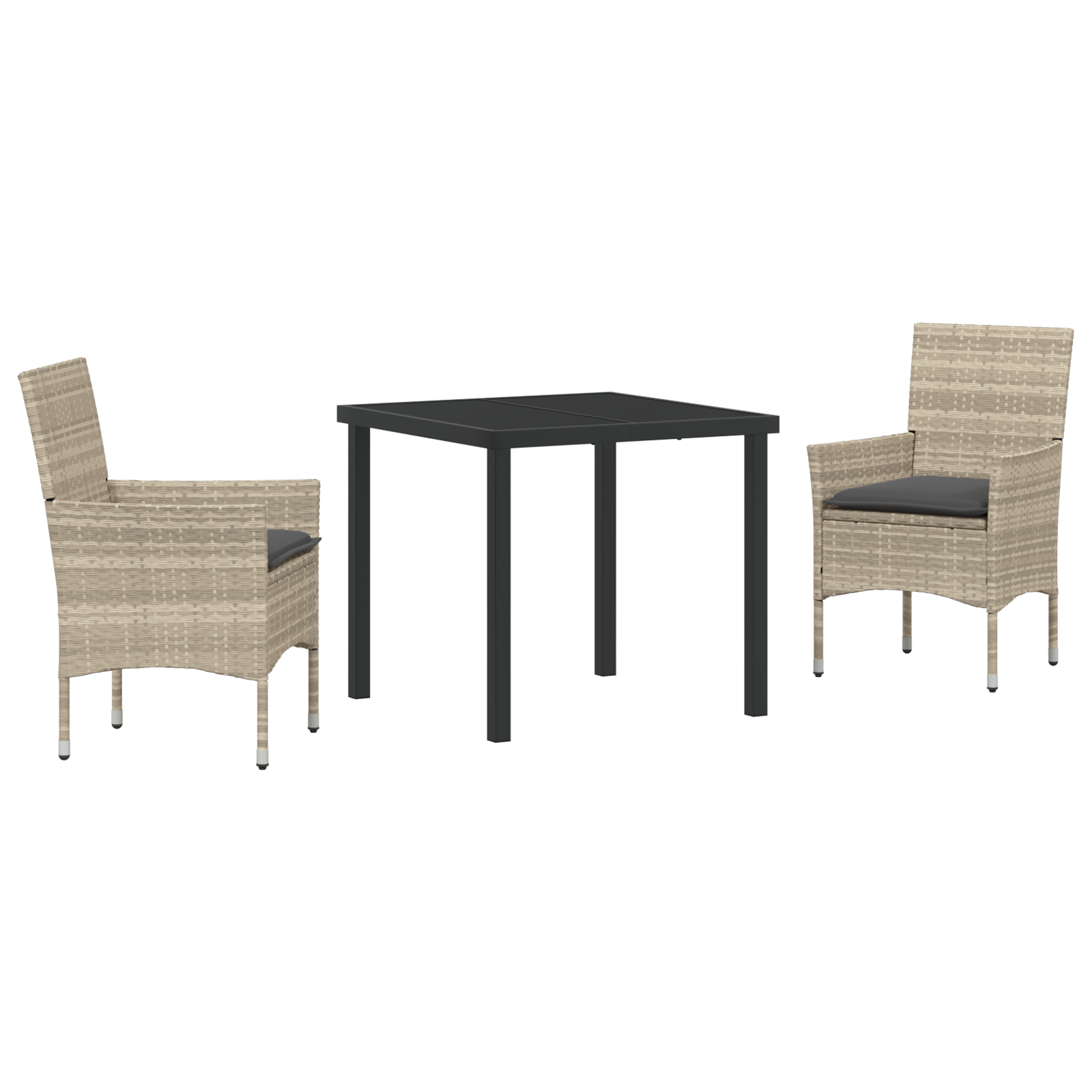 Set Masă Grădină cu Pernițe, Gri Deschis, Ratan Sintetic GartenMobel Dekor