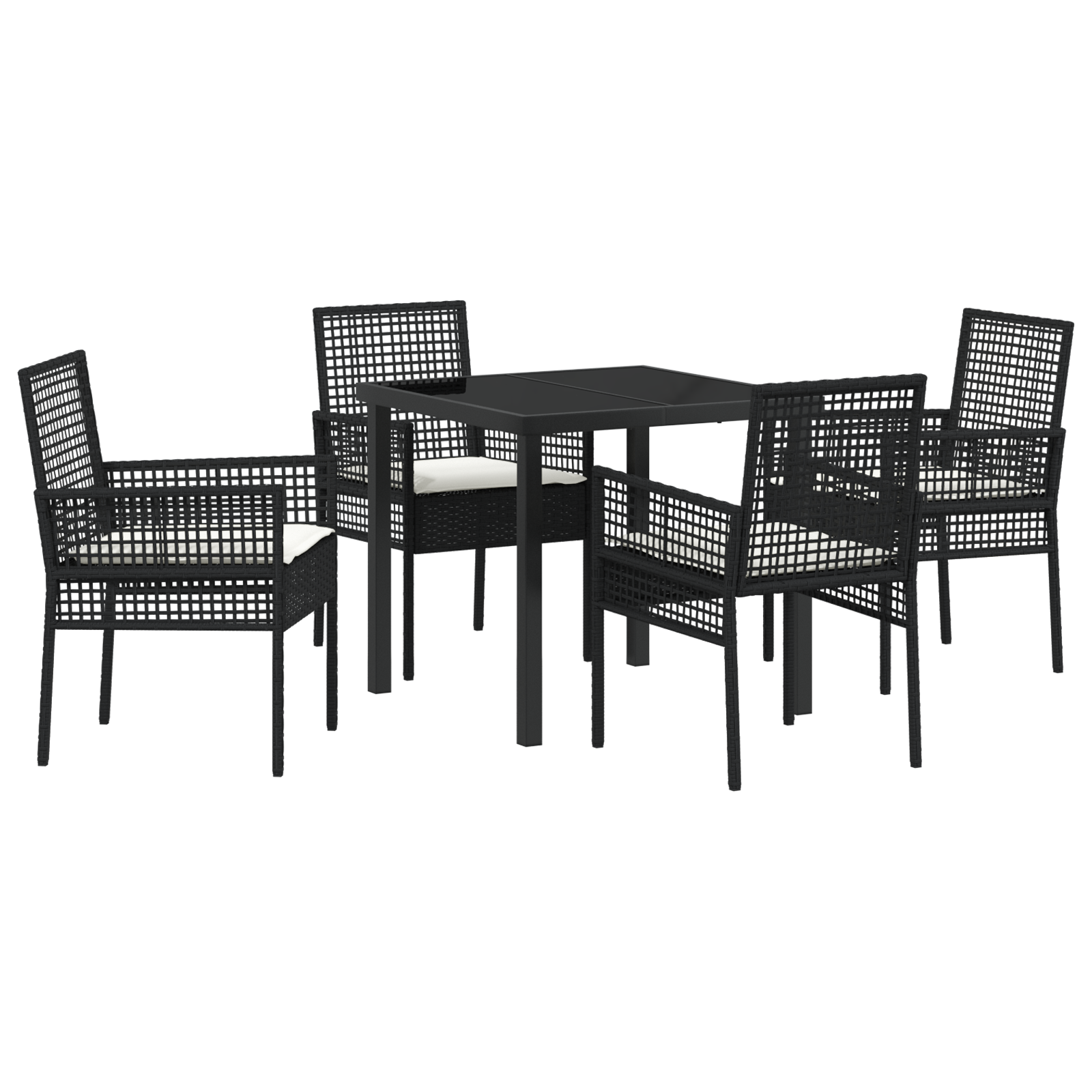 Set Masa Grădină cu Pernuțe Ratan Negru GartenMobel Dekor