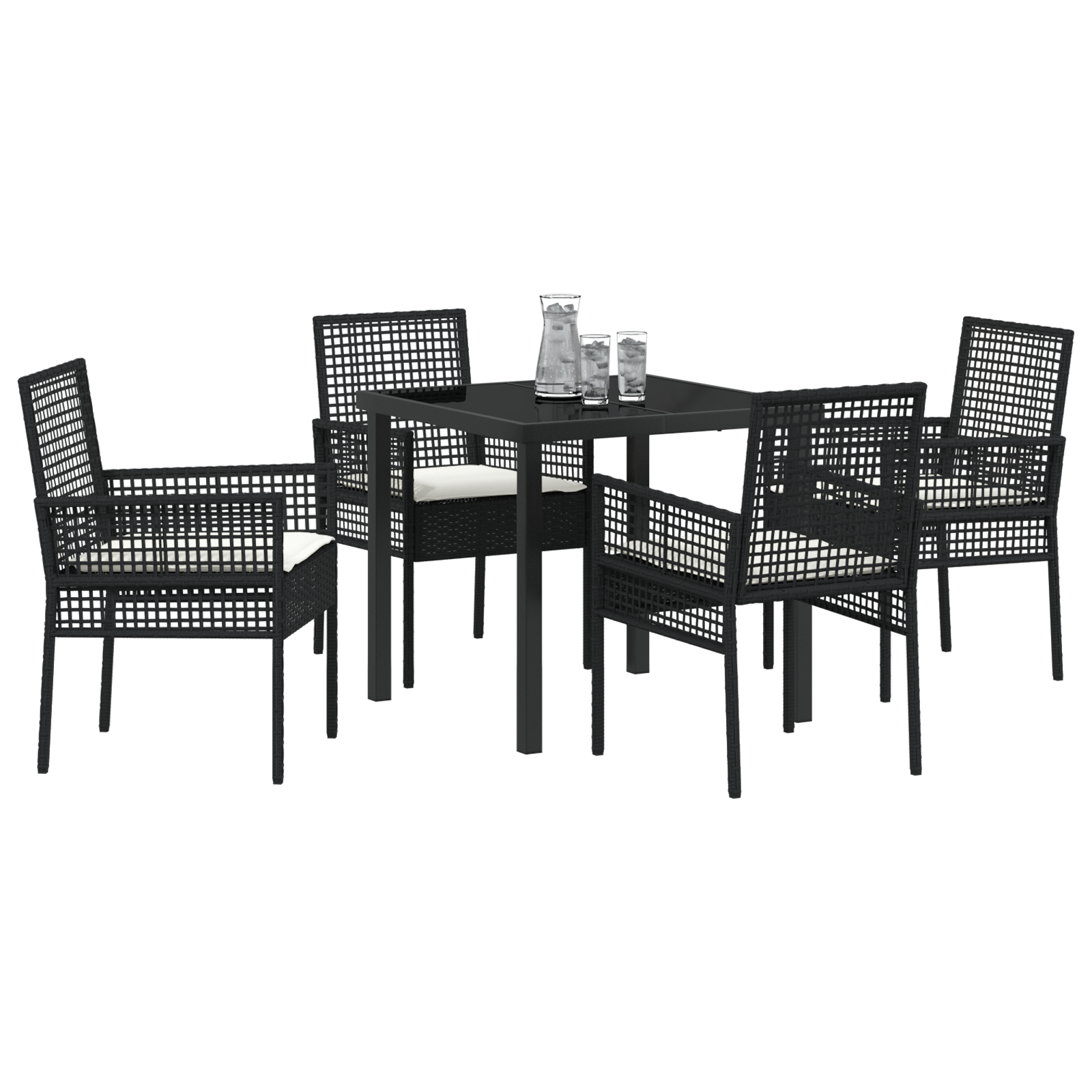 Set Masa Grădină cu Pernuțe Ratan Negru GartenMobel Dekor