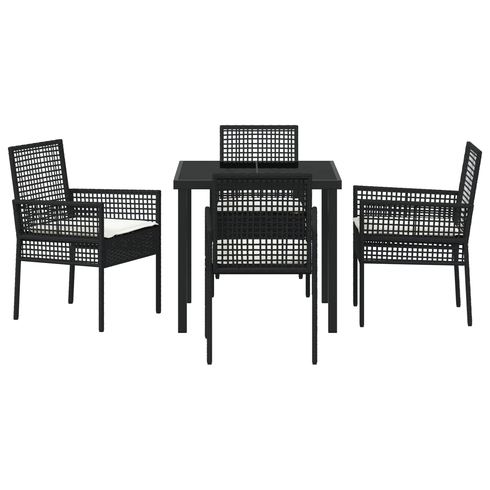 Set Masa Grădină cu Pernuțe Ratan Negru GartenMobel Dekor