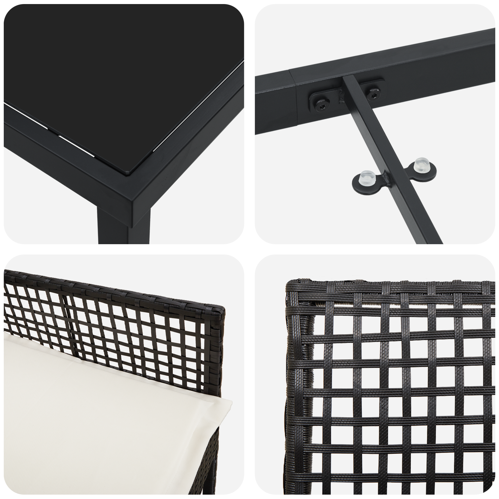 Set Masa Grădină cu Pernuțe Ratan Negru GartenMobel Dekor